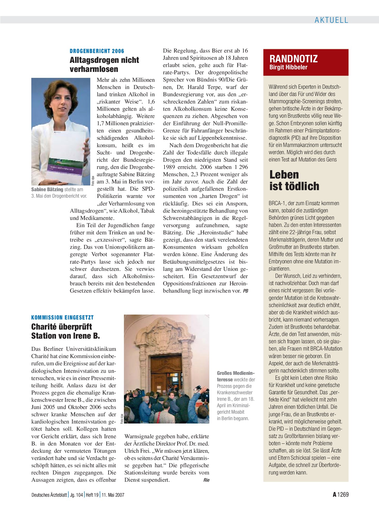 Vorschauseite 1: RANDNOTIZ: Leben ist tödlich – Deutsches Ärzteblatt