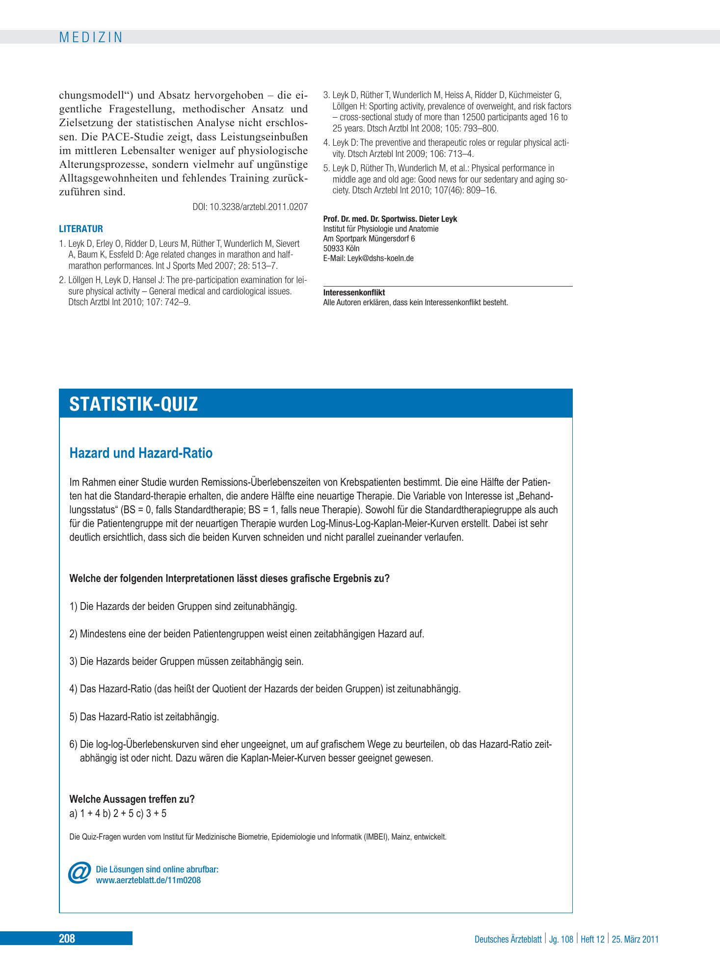 Vorschauseite 1: Hazard und Hazard-Ratio – Deutsches Ärzteblatt
