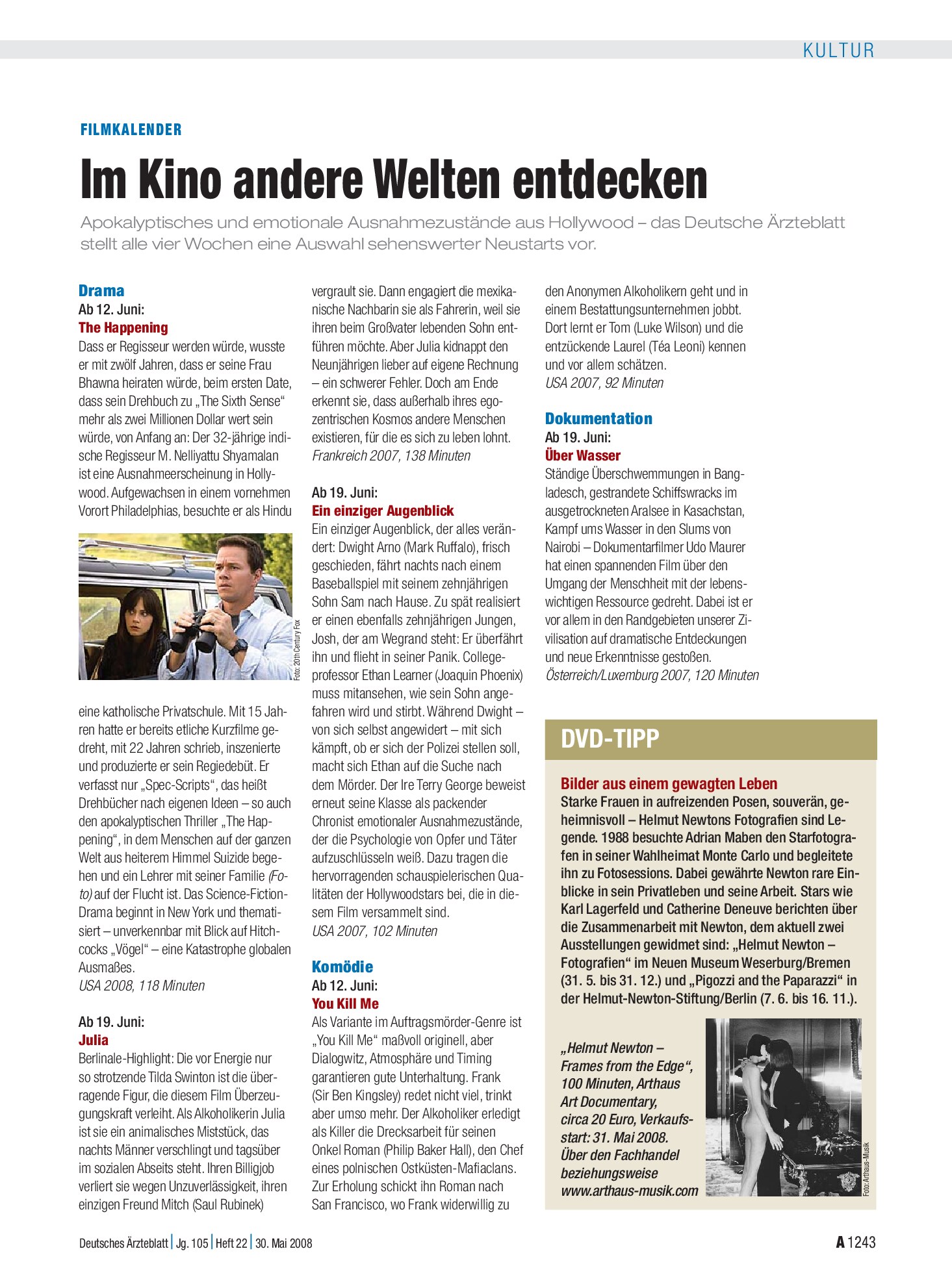 Vorschauseite 1: Filmkalender: Im Kino andere Welten entdecken – Deutsches Ärzteblatt