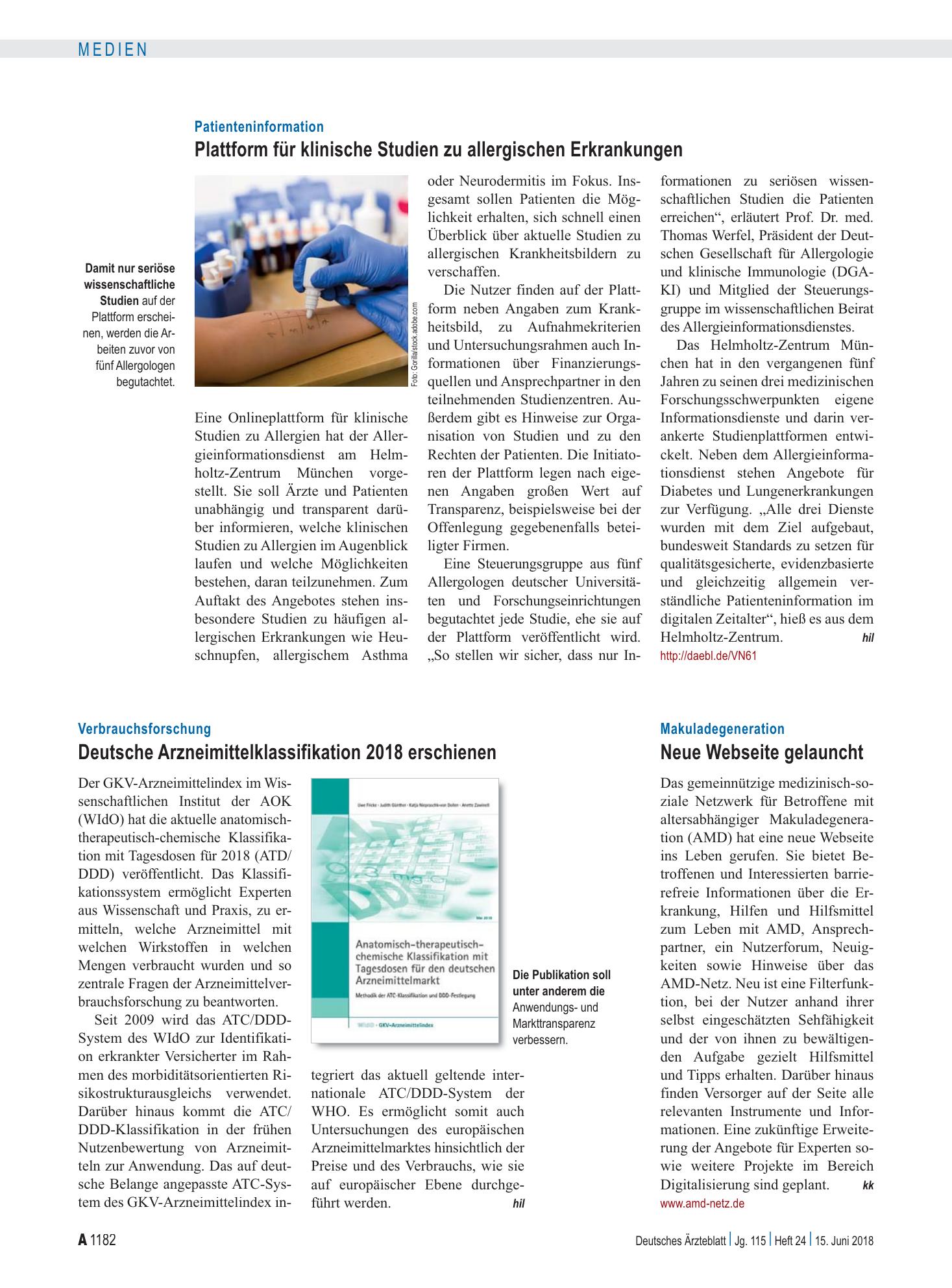 Vorschauseite 1: Makuladegeneration: Neue Webseite gelauncht – Deutsches Ärzteblatt