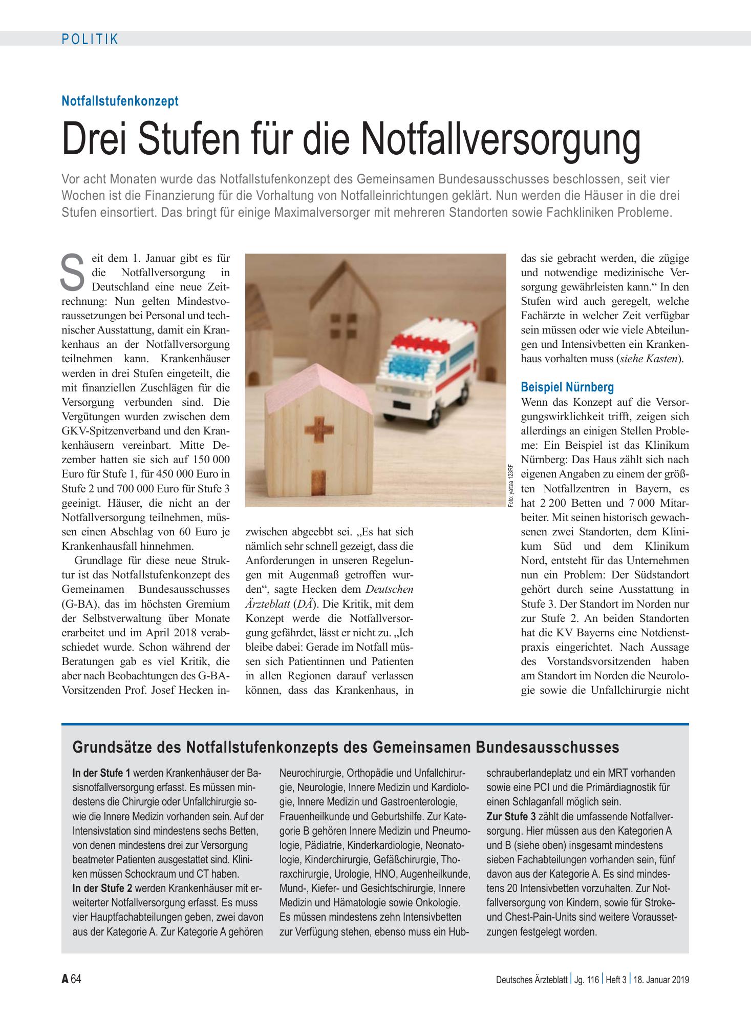 Vorschauseite 1: Notfallstufenkonzept: Drei Stufen für die Notfallversorgung – Deutsches Ärzteblatt