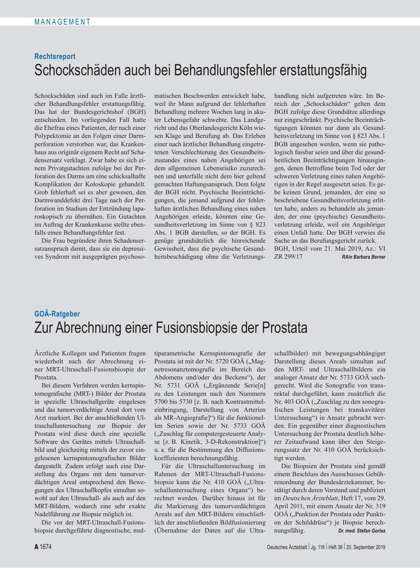 Vorschauseite 1: Rechtsreport: Schockschäden auch bei Behandlungsfehler erstattungsfähig – Deutsches Ärzteblatt