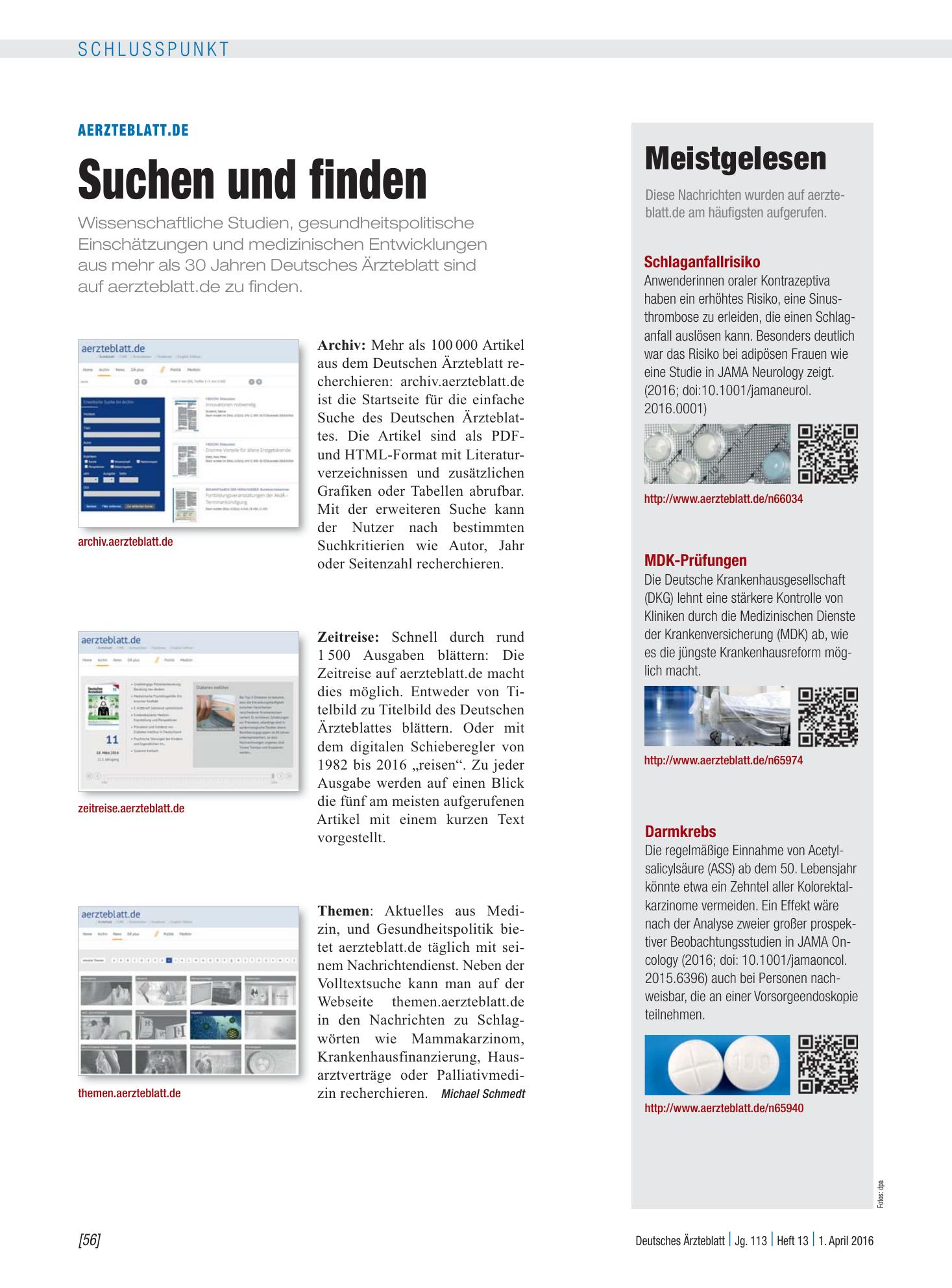 Vorschauseite 1: Meistgelesen – Deutsches Ärzteblatt