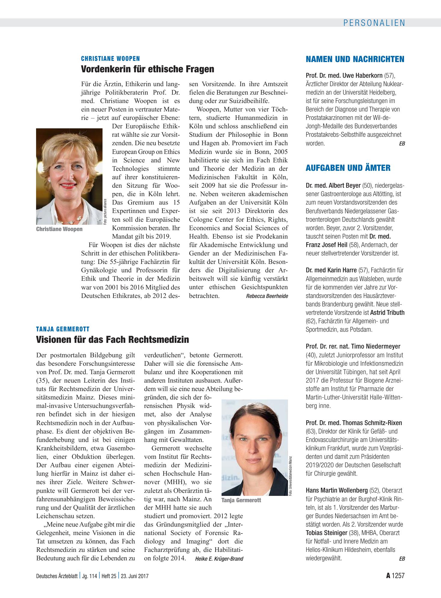 Vorschauseite 1: Aufgaben und Ämter – Deutsches Ärzteblatt