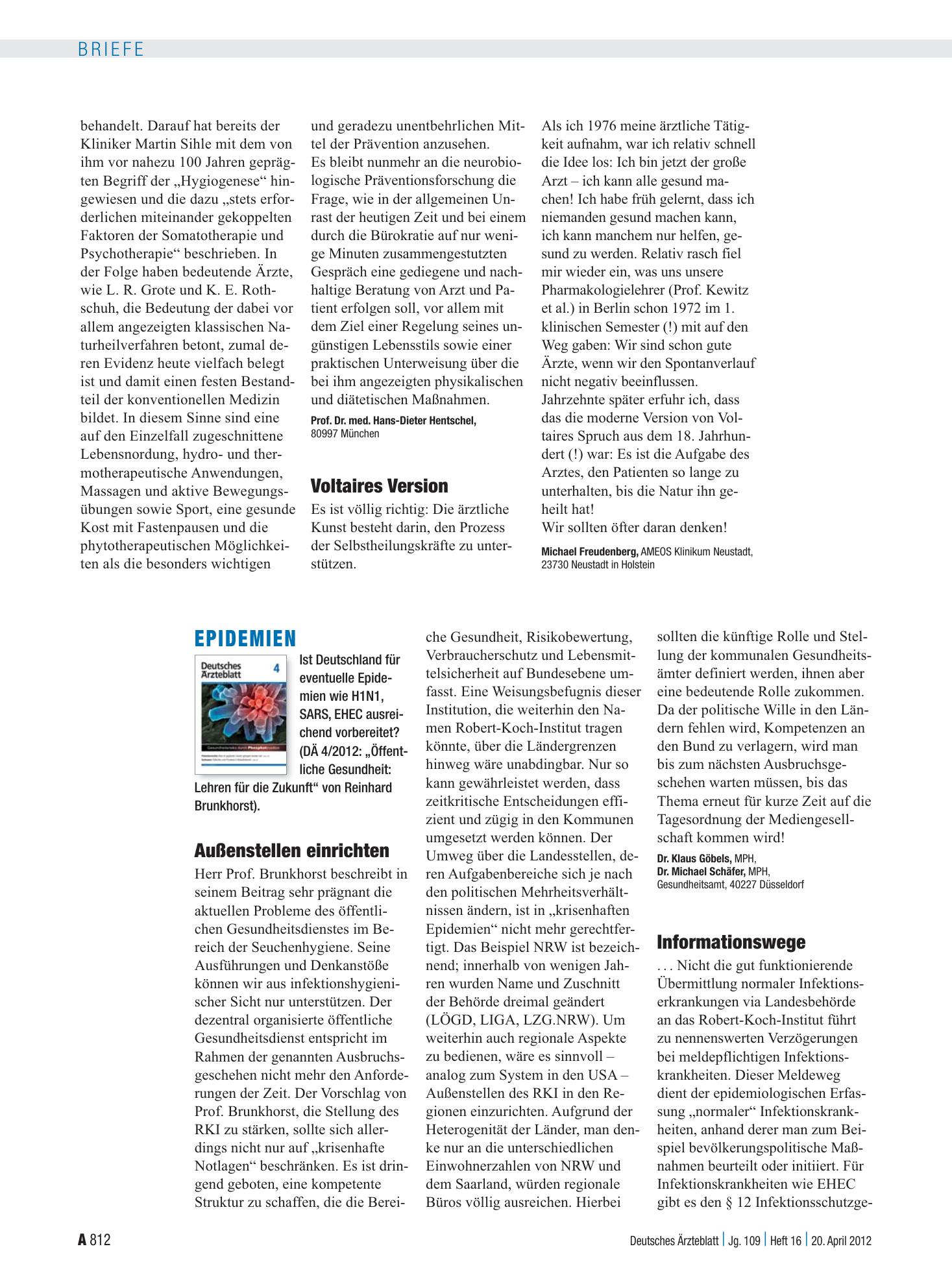 Vorschauseite 1: Prävention: Voltaires Version – Deutsches Ärzteblatt