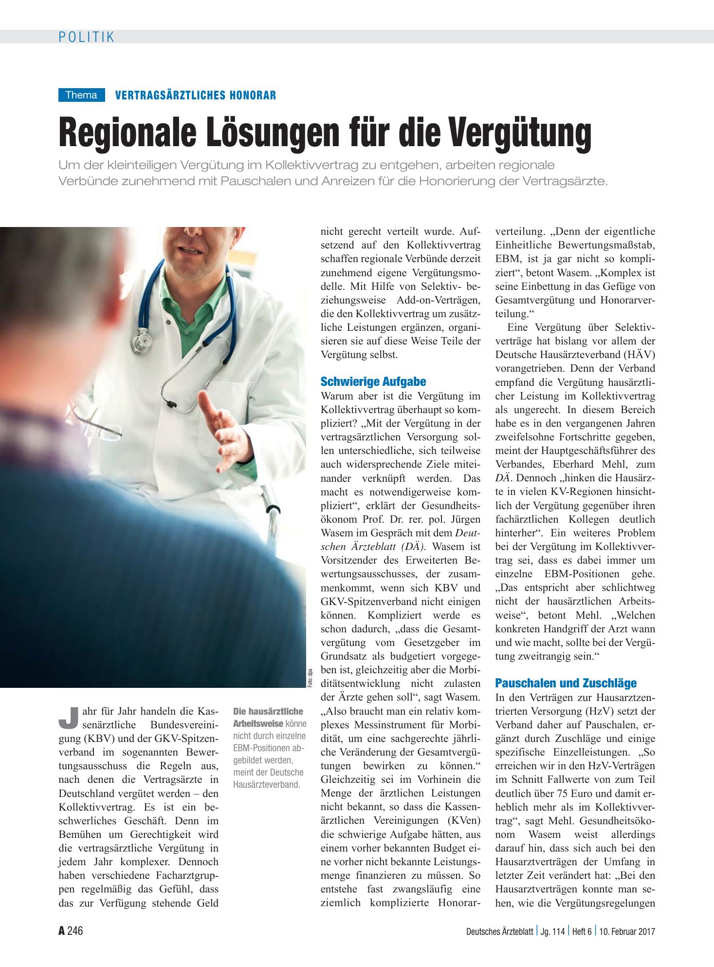 Vorschauseite 1: Vertragsärztliches Honorar: Regionale Lösungen für die Vergütung – Deutsches Ärzteblatt