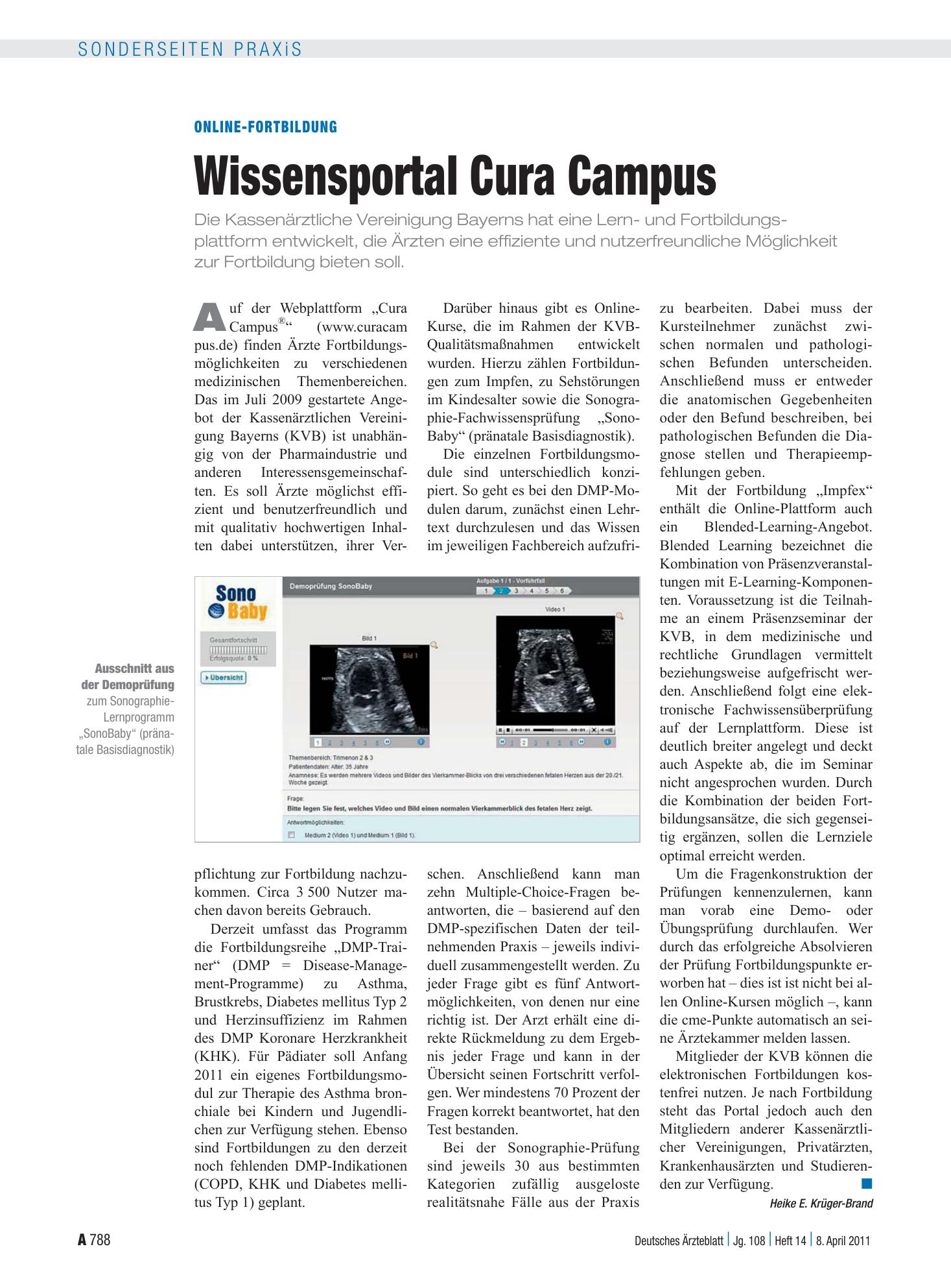 Vorschauseite 1: Online-Fortbildung: Wissensportal Cura Campus – Deutsches Ärzteblatt