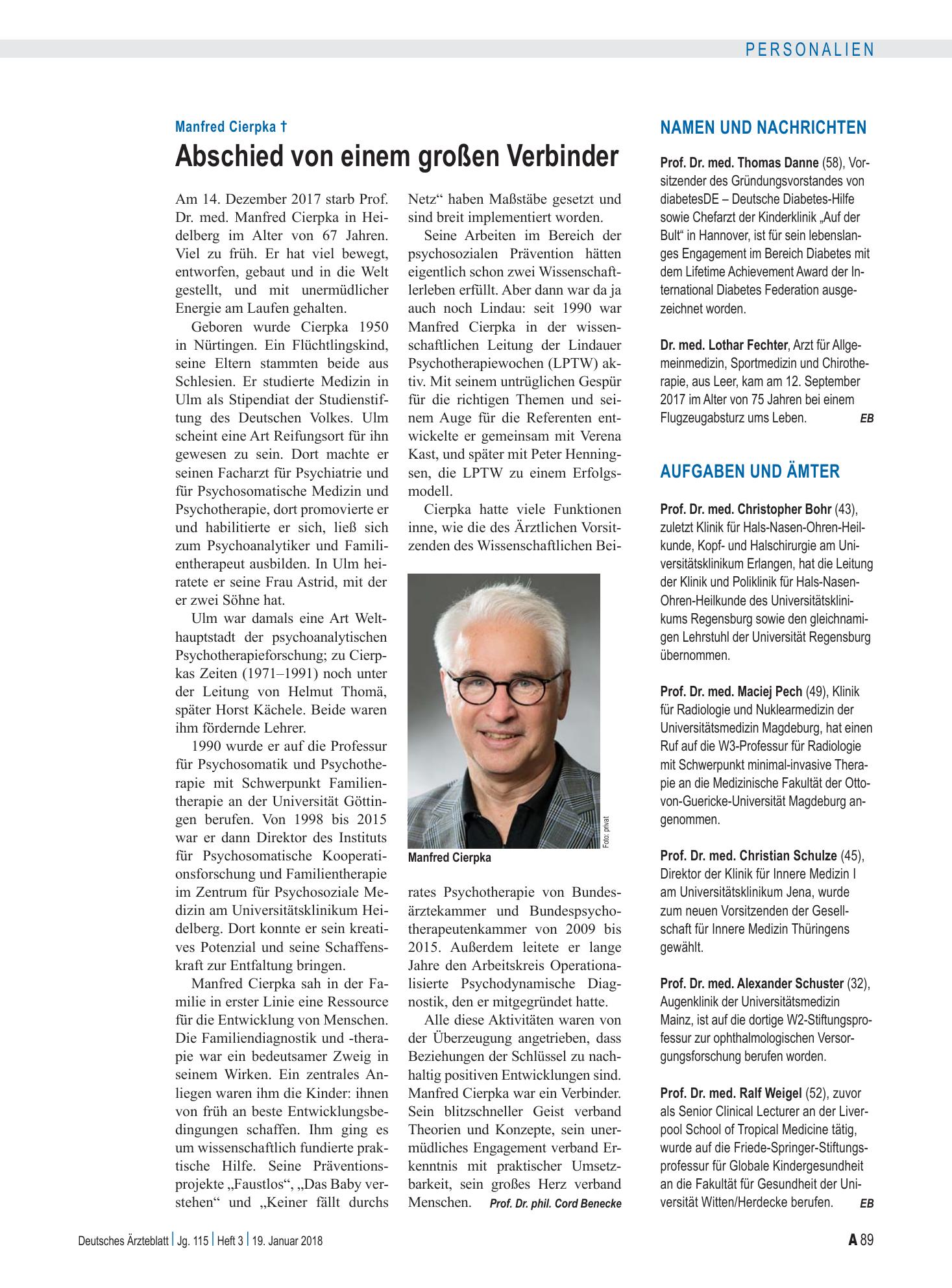 Vorschauseite 1: Aufgaben und Ämter – Deutsches Ärzteblatt