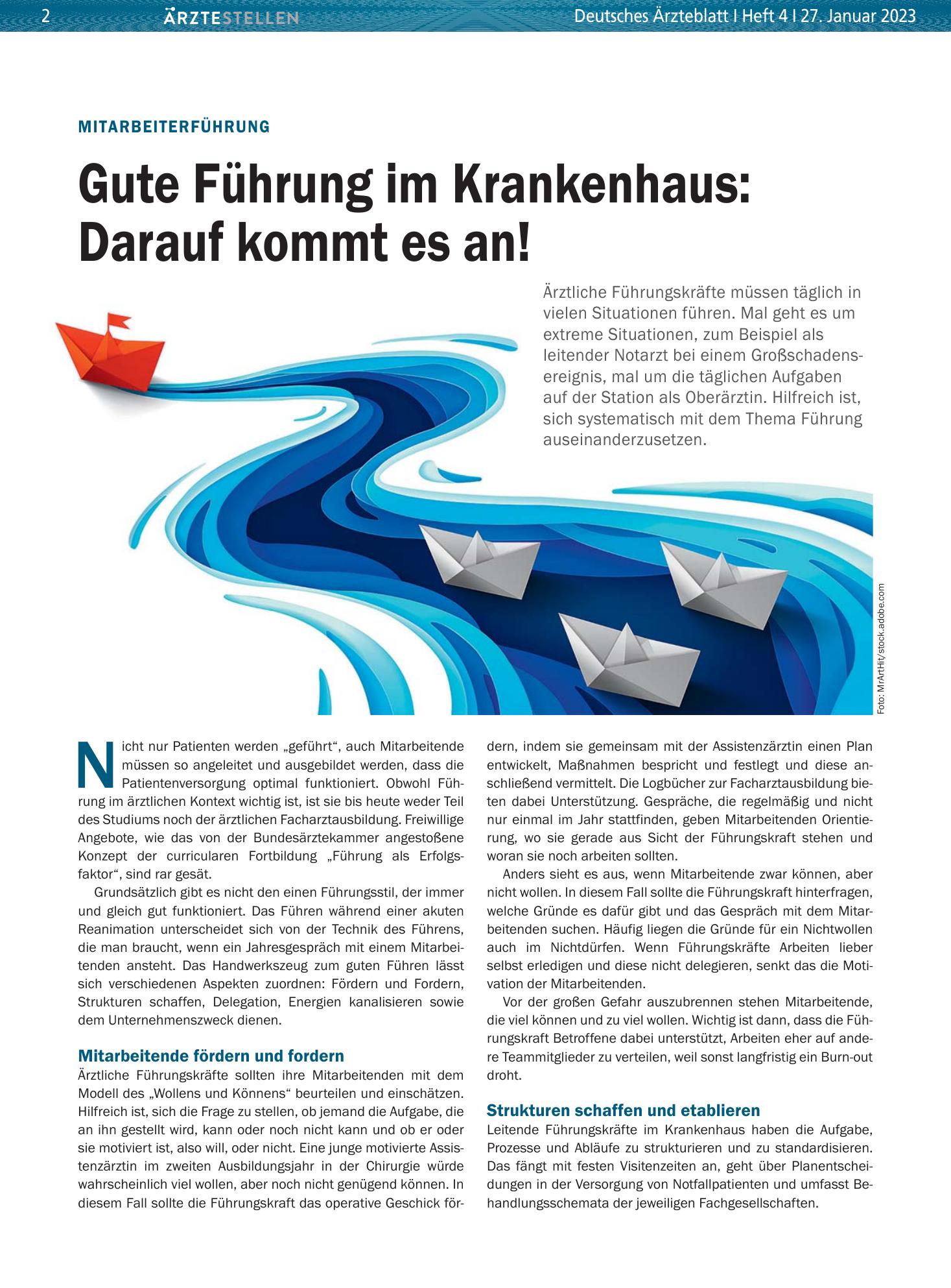 Vorschauseite 1: Mitarbeiterführung: Gute Führung im Krankenhaus: Darauf kommt es an! – Deutsches Ärzteblatt