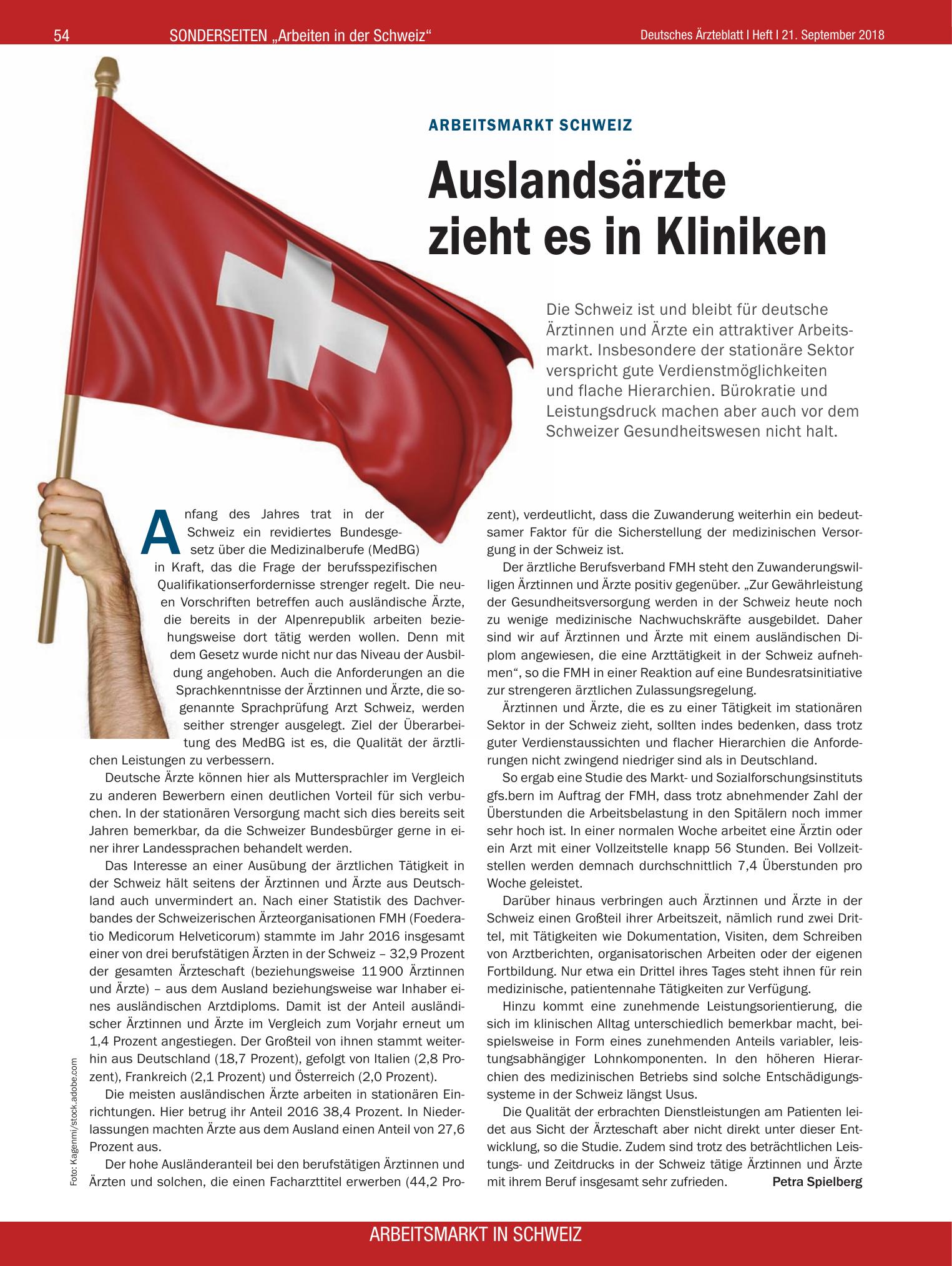 Vorschauseite 1: Arbeitsmarkt Schweiz: Auslandsärzte zieht es in Kliniken – Deutsches Ärzteblatt