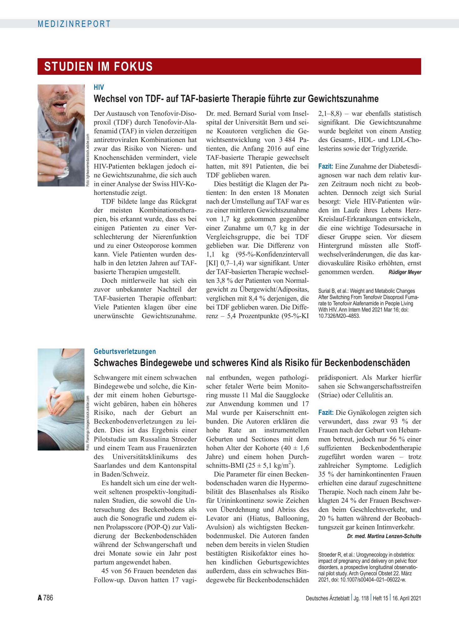 Vorschauseite 1: Geburtsverletzungen: Schwaches Bindegewebe und schweres Kind als Risiko für Beckenbodenschäden – Deutsches Ärzteblatt