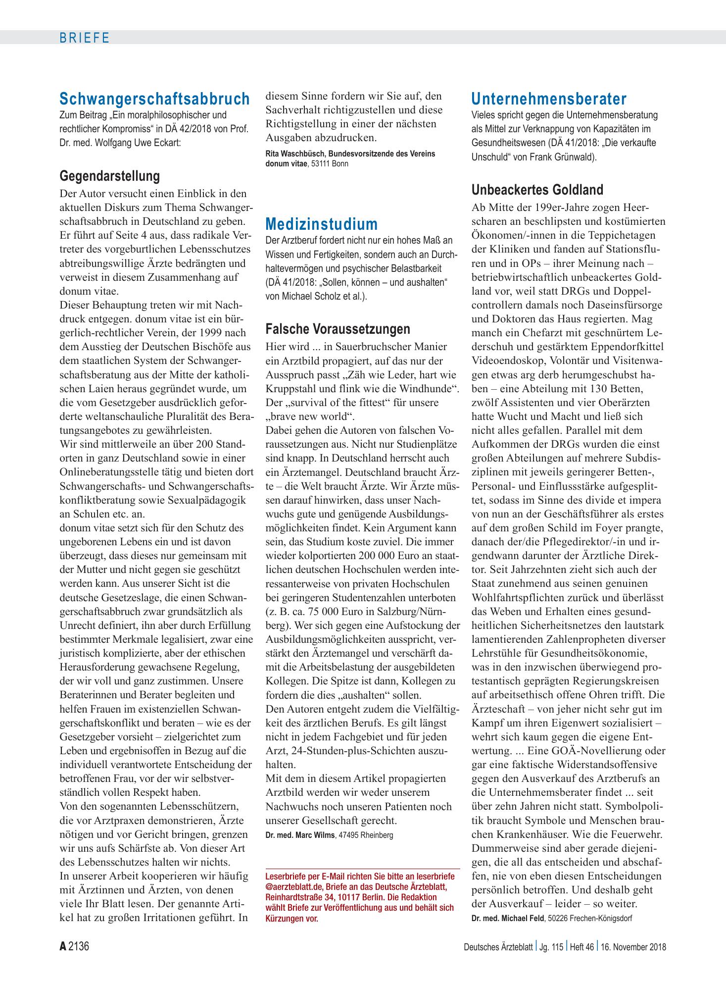 Vorschauseite 1: Unternehmensberater: Unbeackertes Goldland – Deutsches Ärzteblatt