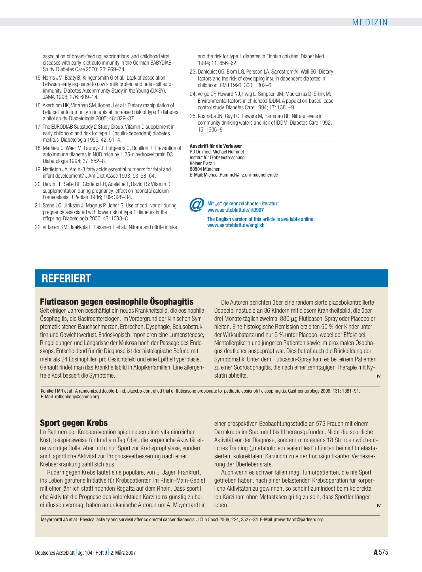 Vorschauseite 1: Fluticason gegen eosinophile Ösophagitis – Deutsches Ärzteblatt