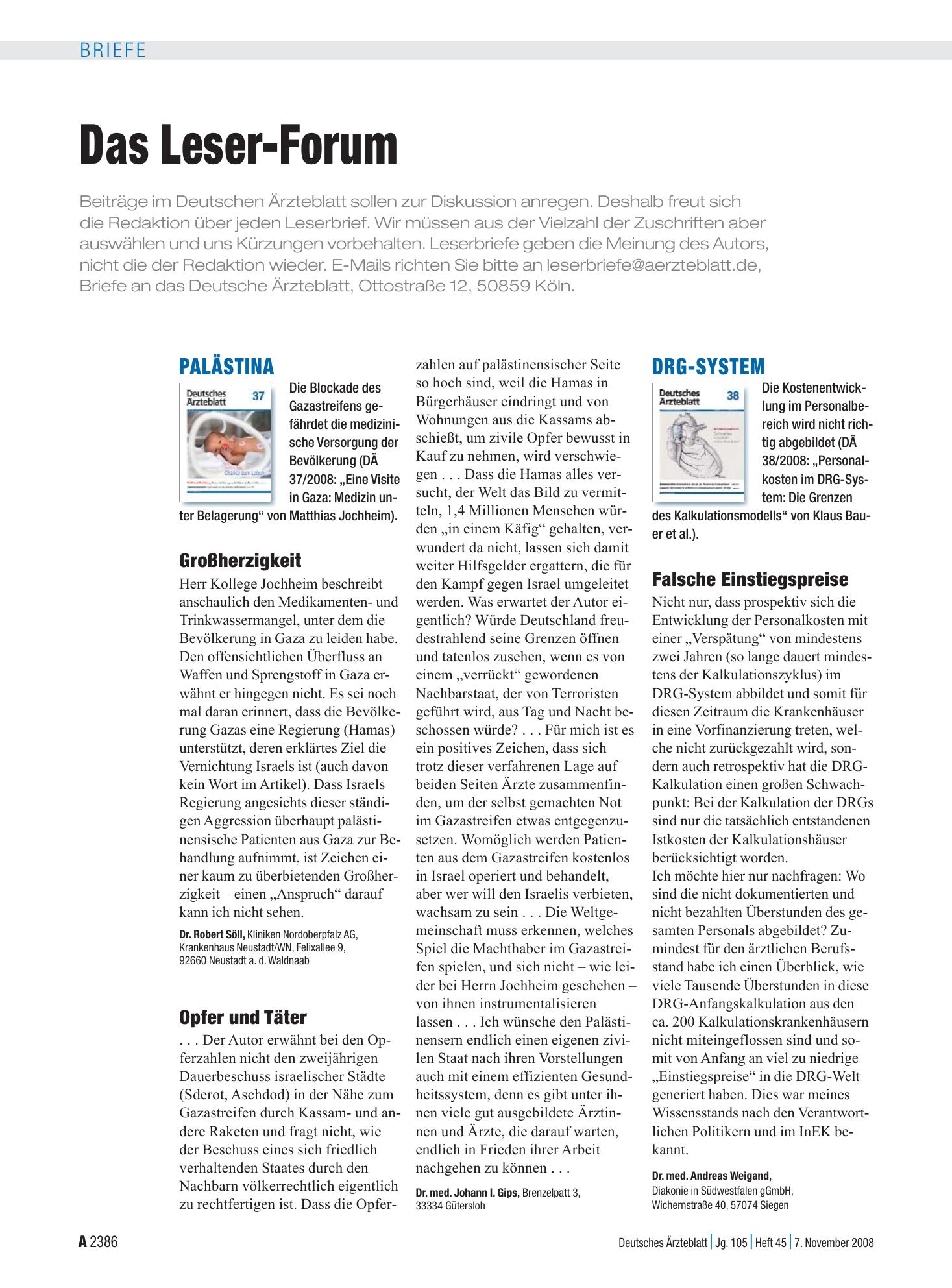 Vorschauseite 1: DRG-System: Falsche Einstiegspreise – Deutsches Ärzteblatt