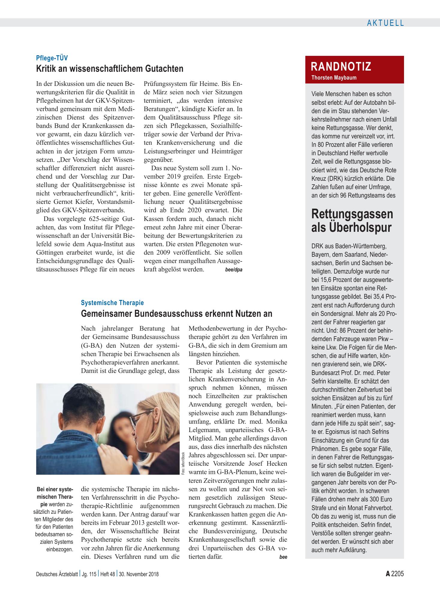 Vorschauseite 1: Randnotiz: Rettungsgassen als Überholspur – Deutsches Ärzteblatt