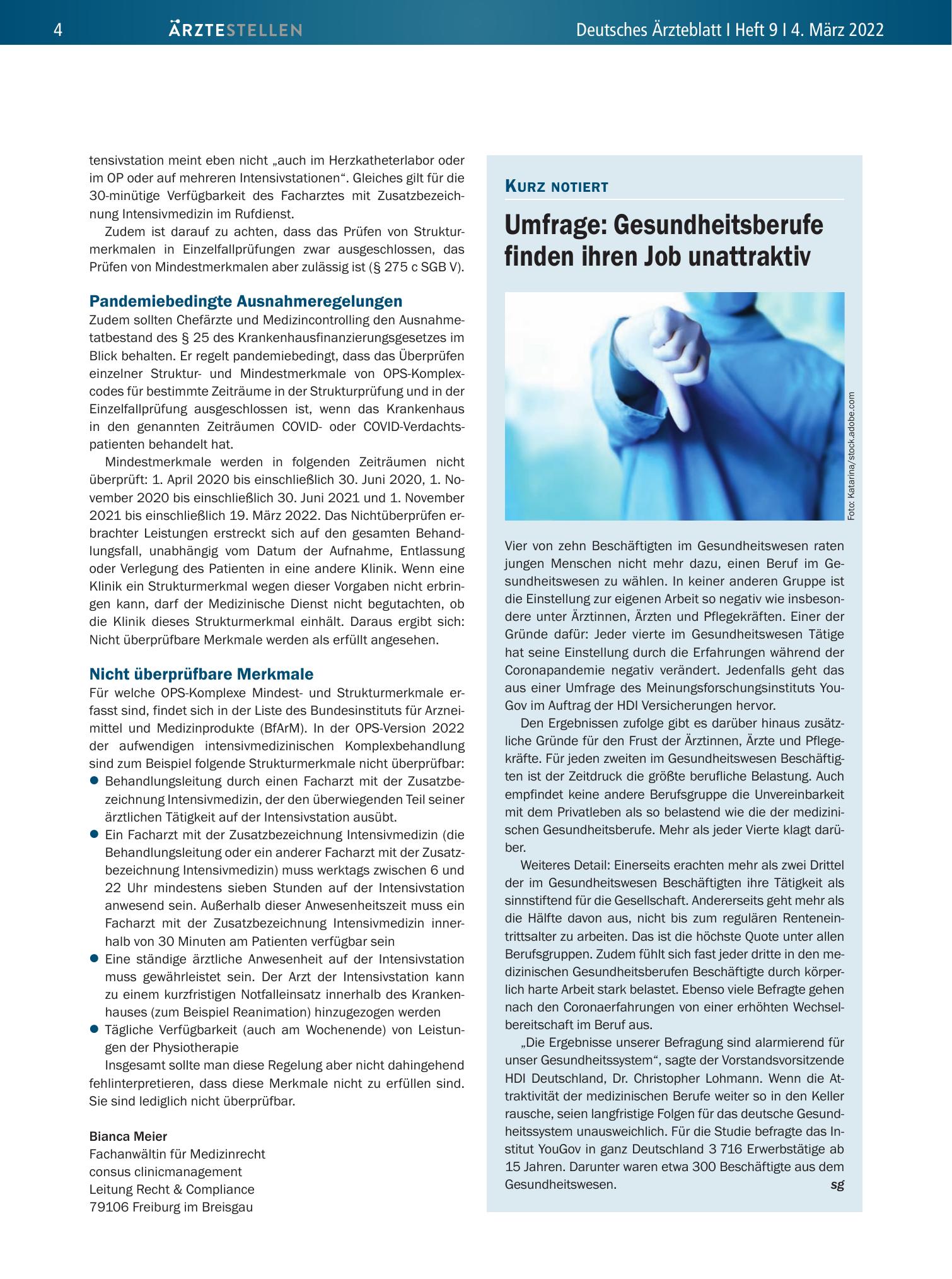 Vorschauseite 1: Umfrage: Gesundheitsberufe finden ihren Job unattraktiv – Deutsches Ärzteblatt