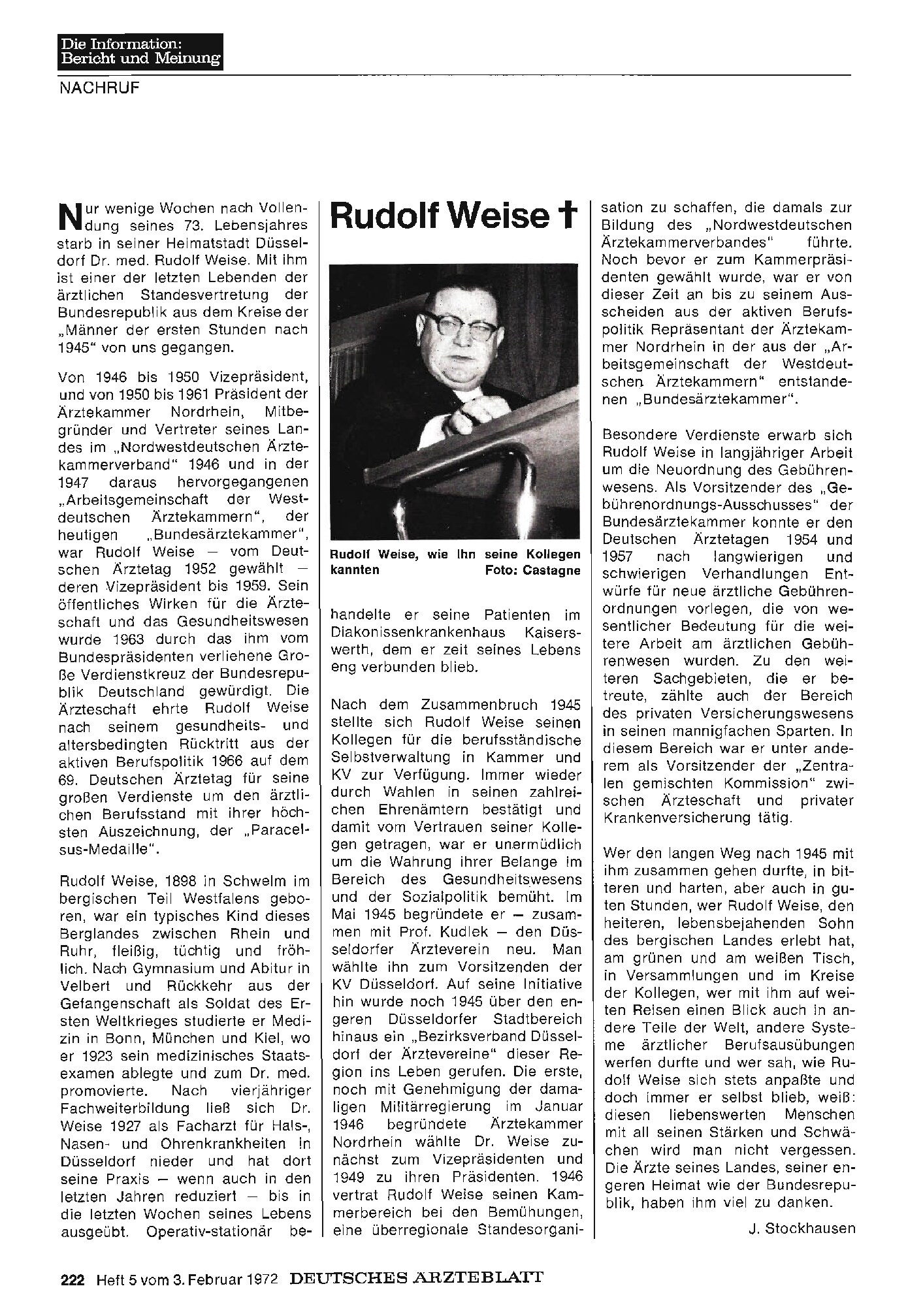 Vorschauseite 1: Rudolf Weise †