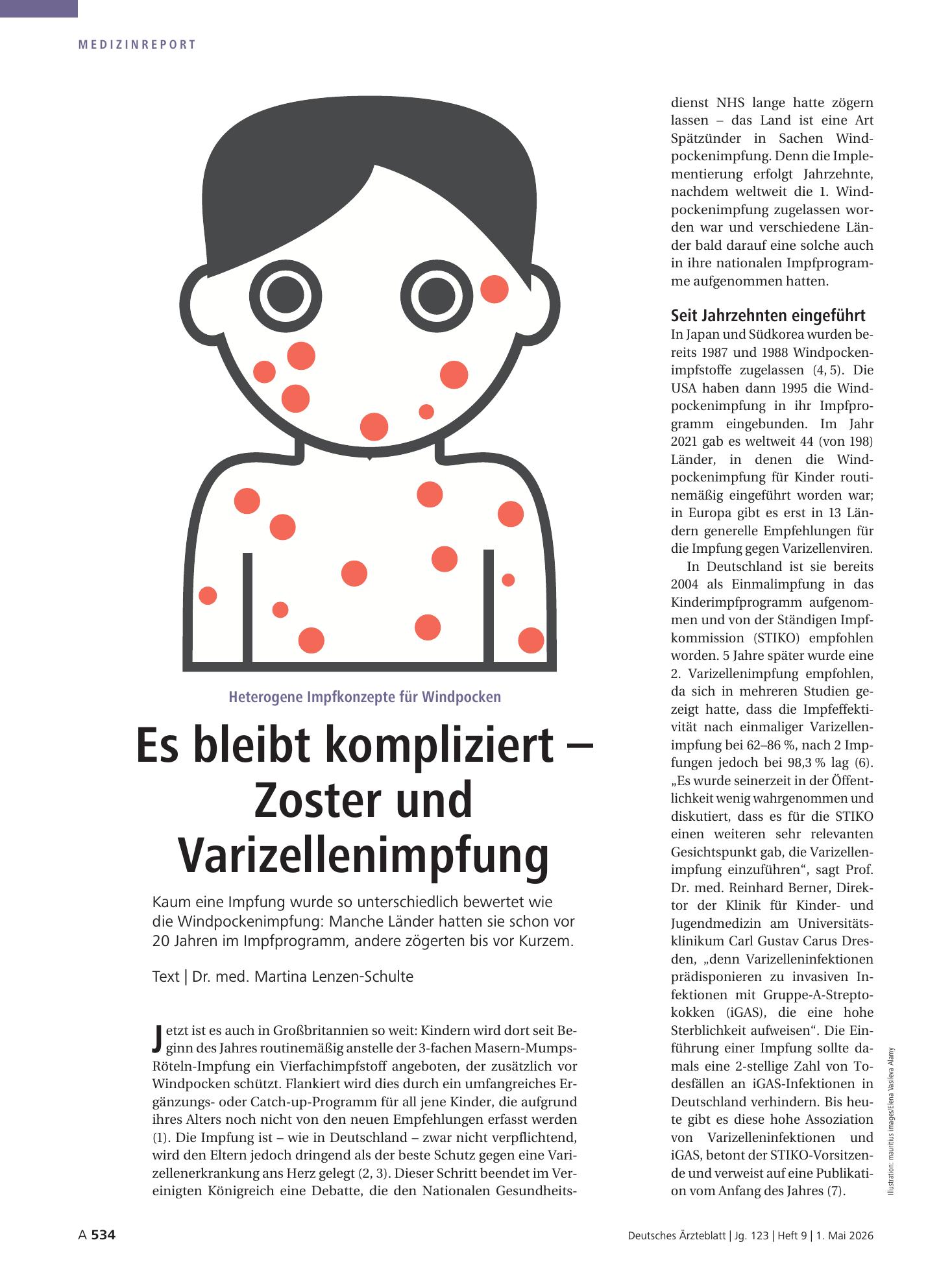 Vorschauseite 1: Heterogene Impfkonzepte für Windpocken: Es bleibt kompliziert – Zoster und Varizellenimpfung – Deutsches Ärzteblatt