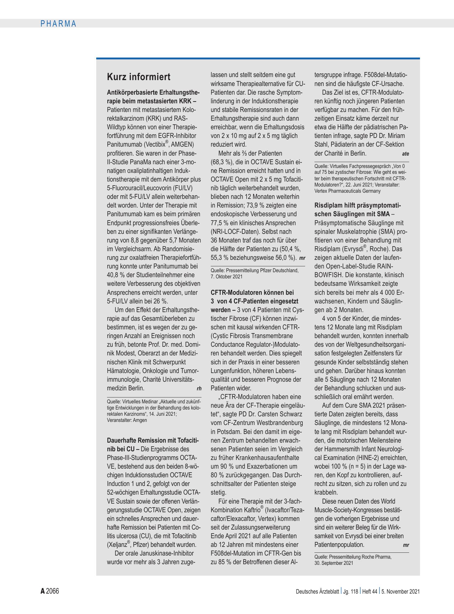 Vorschauseite 1: Kurz informiert – Deutsches Ärzteblatt