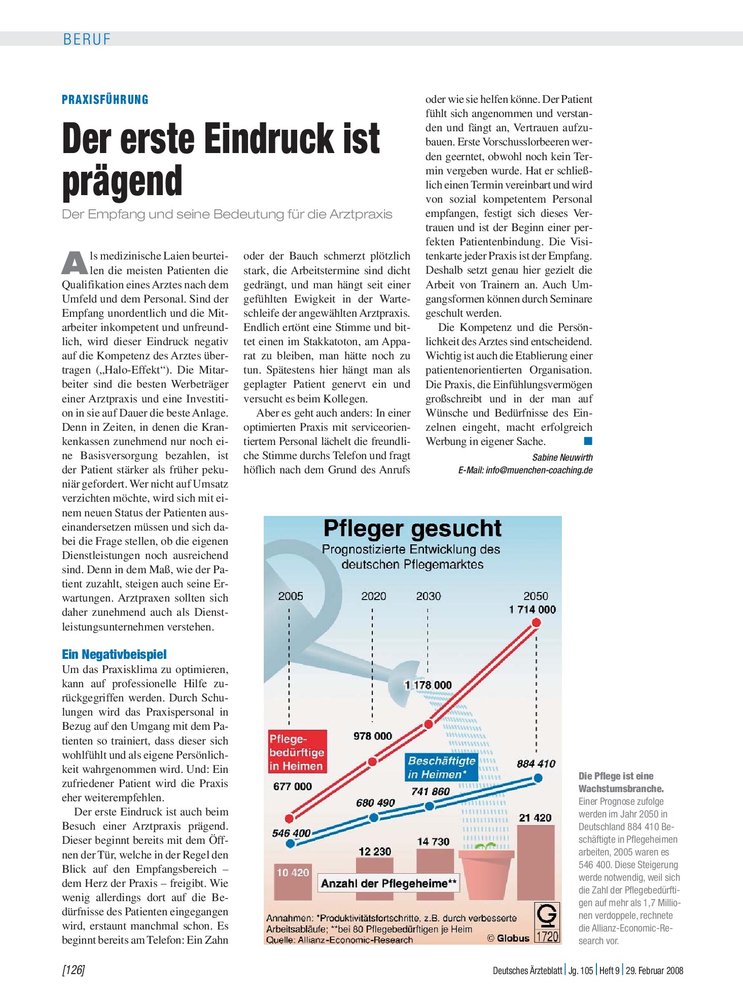 Vorschauseite 1: Praxisführung: Der erste Eindruck ist prägend – Deutsches Ärzteblatt