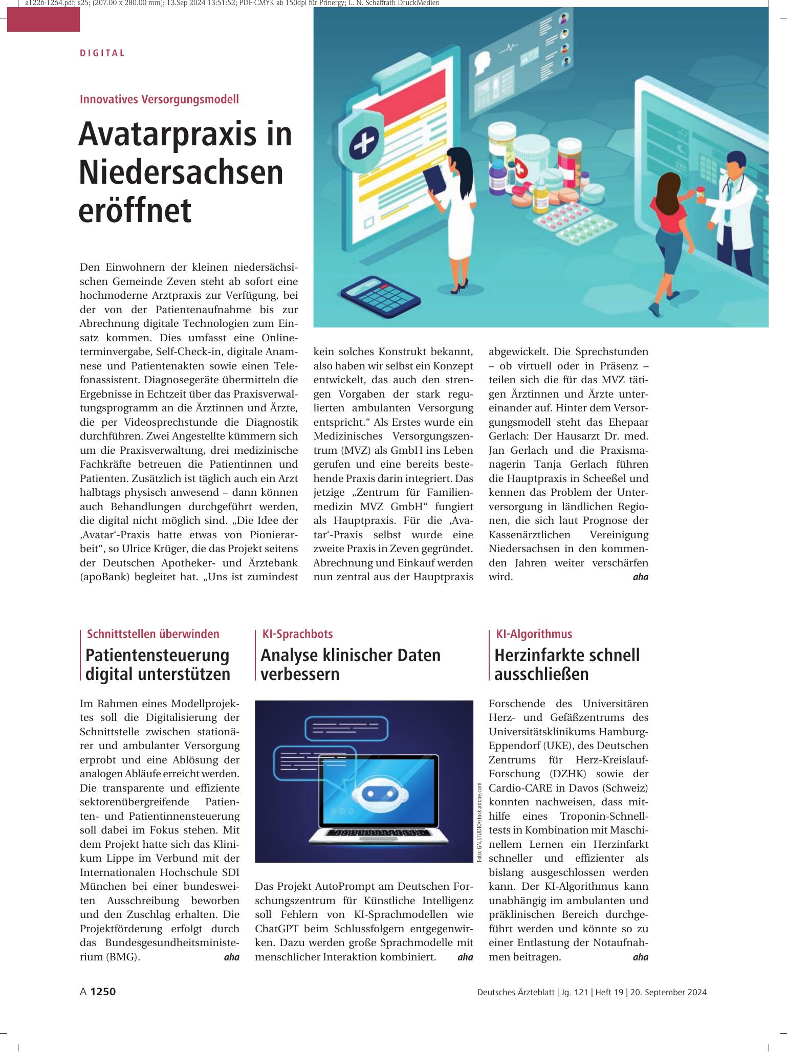 Vorschauseite 1: KI-Sprachbots: Analyse klinischer Daten verbessern – Deutsches Ärzteblatt
