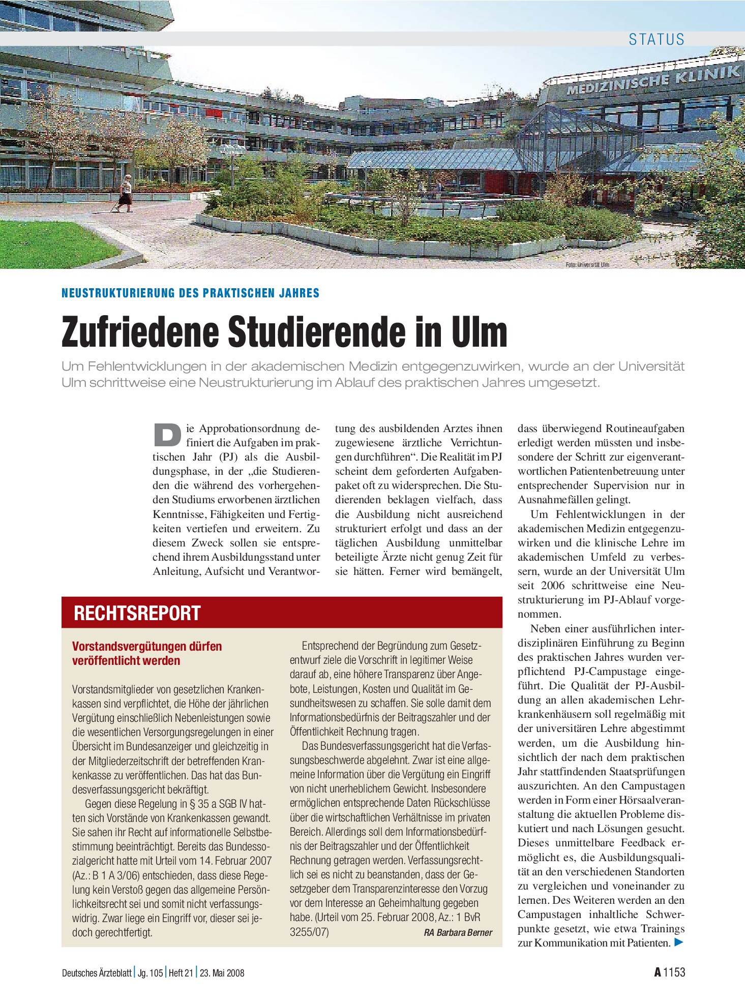 Vorschauseite 1: Vorstandsvergütungen dürfen veröffentlicht werden – Deutsches Ärzteblatt