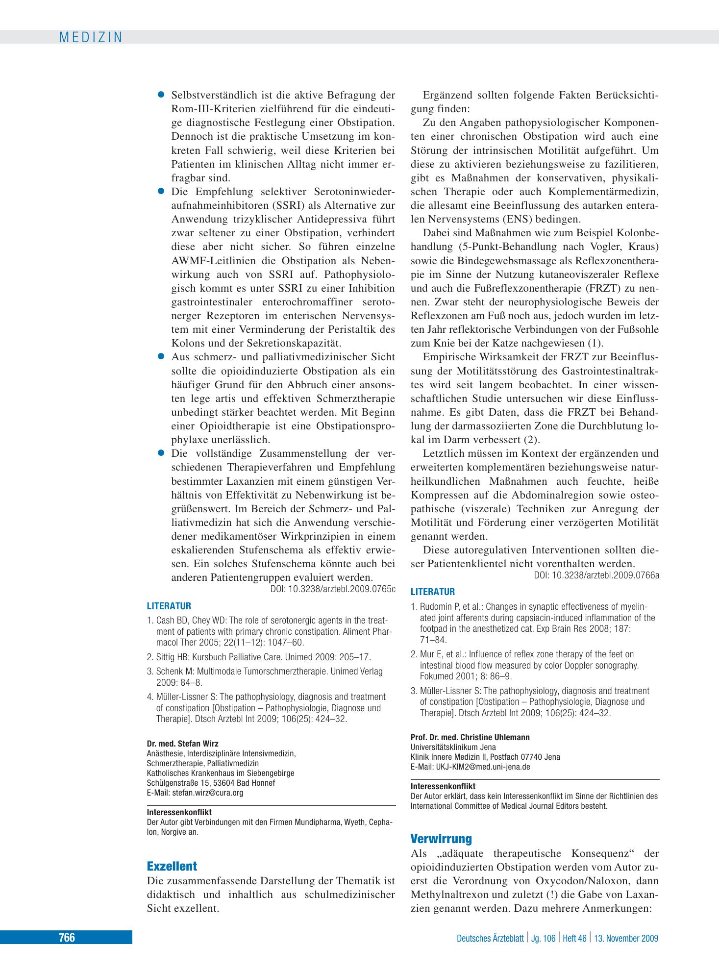 Vorschauseite 1: Obstipation – Pathophysiologie, Diagnose und Therapie: Exzellent – Deutsches Ärzteblatt