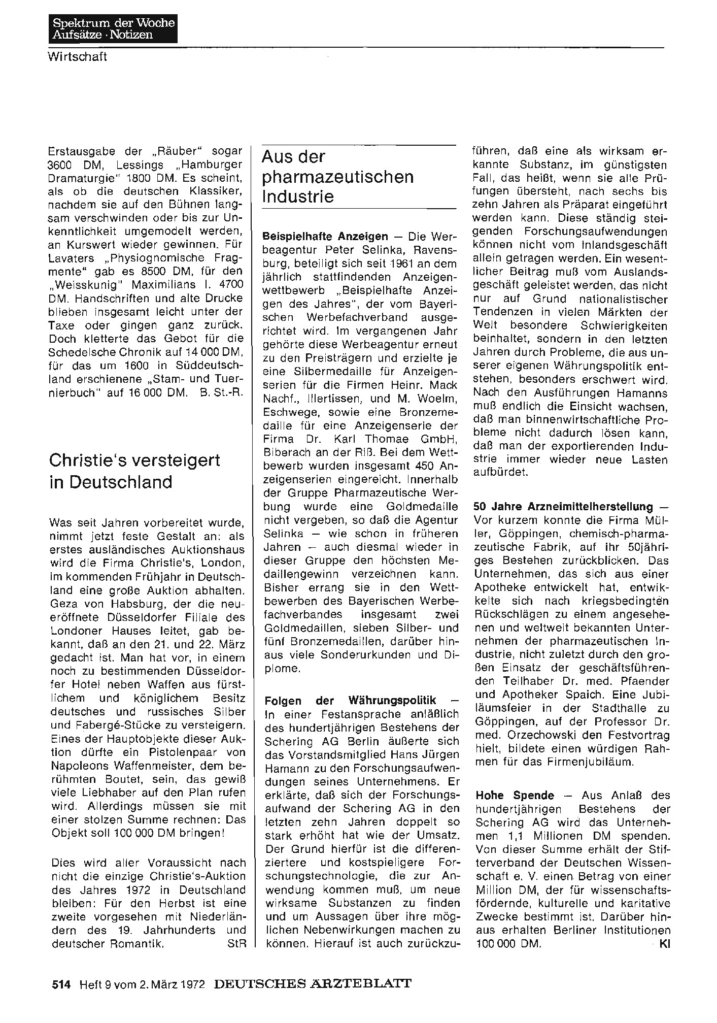 Vorschauseite 1: Aus der pharmazeutischen Industrie