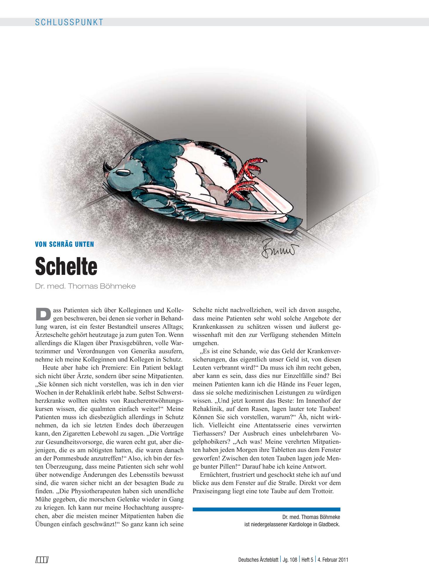 Vorschauseite 1: Von schräg unten: Schelte – Deutsches Ärzteblatt