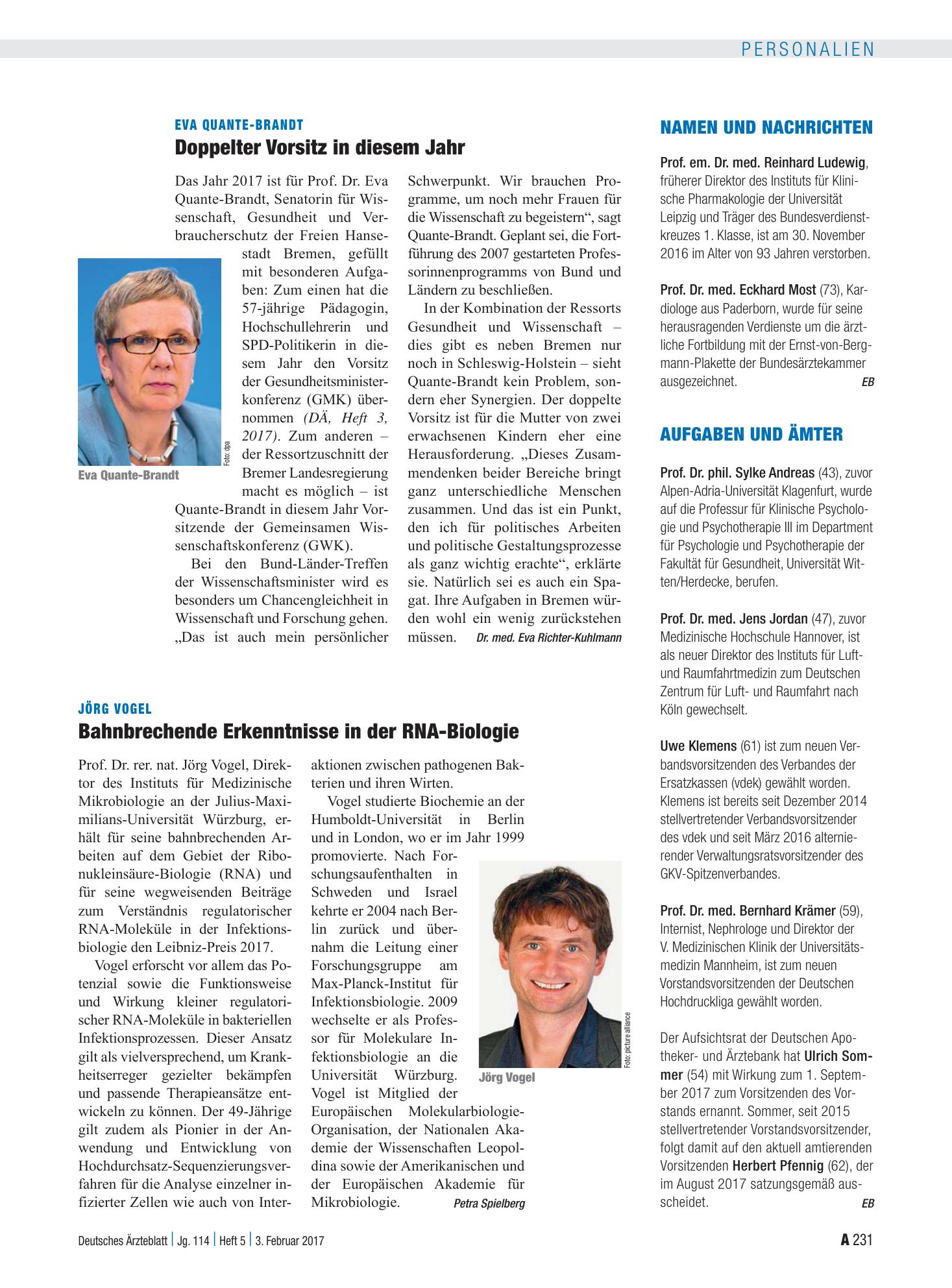 Vorschauseite 1: Aufgaben und Ämter – Deutsches Ärzteblatt