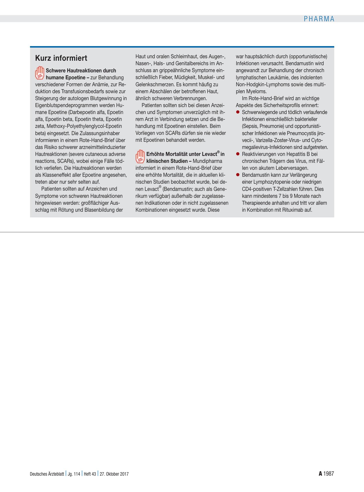 Vorschauseite 1: Kurz informiert – Deutsches Ärzteblatt