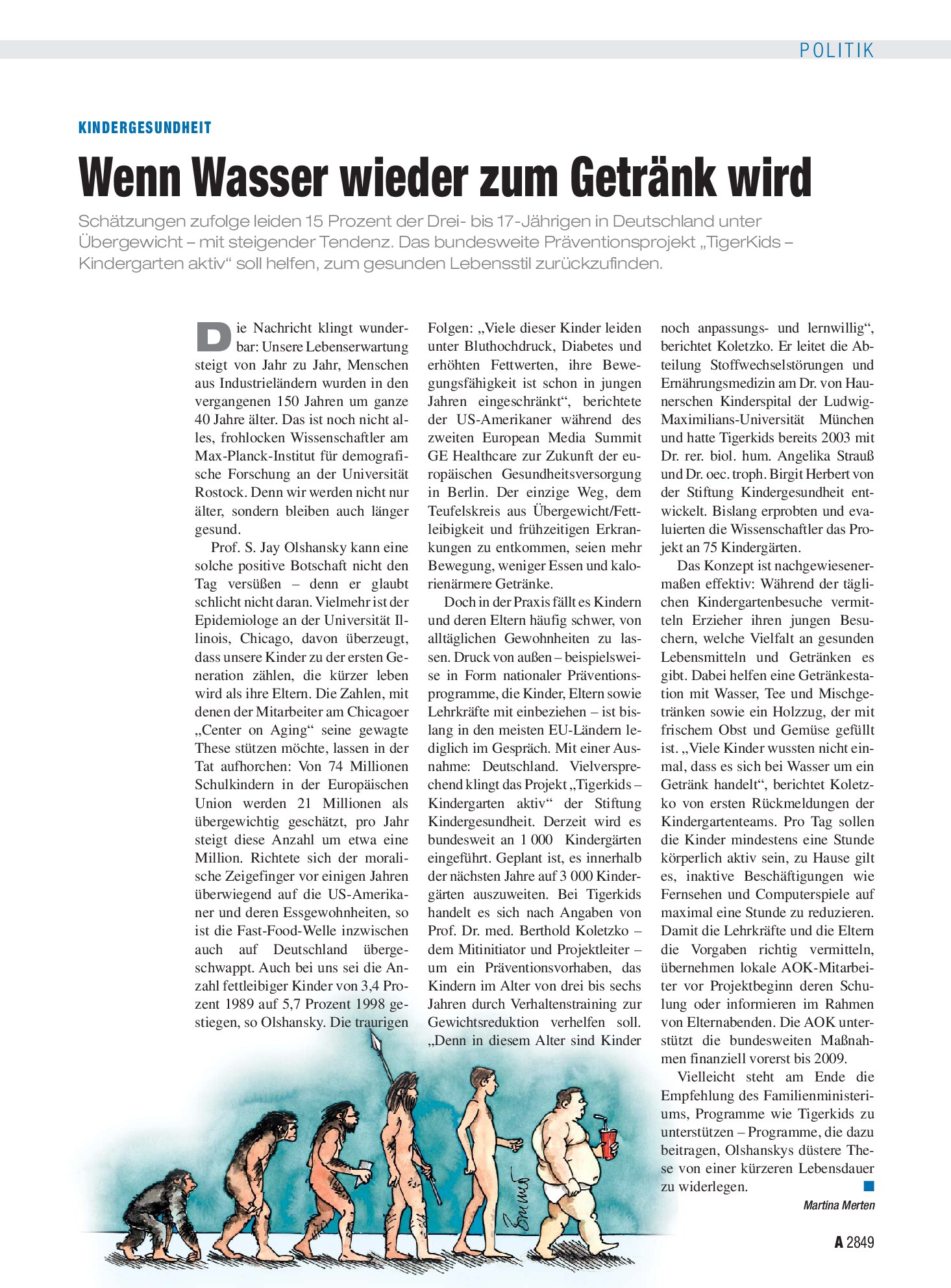 Vorschauseite 1: Kindergesundheit: Wenn Wasser wieder zum Getränk wird – Deutsches Ärzteblatt