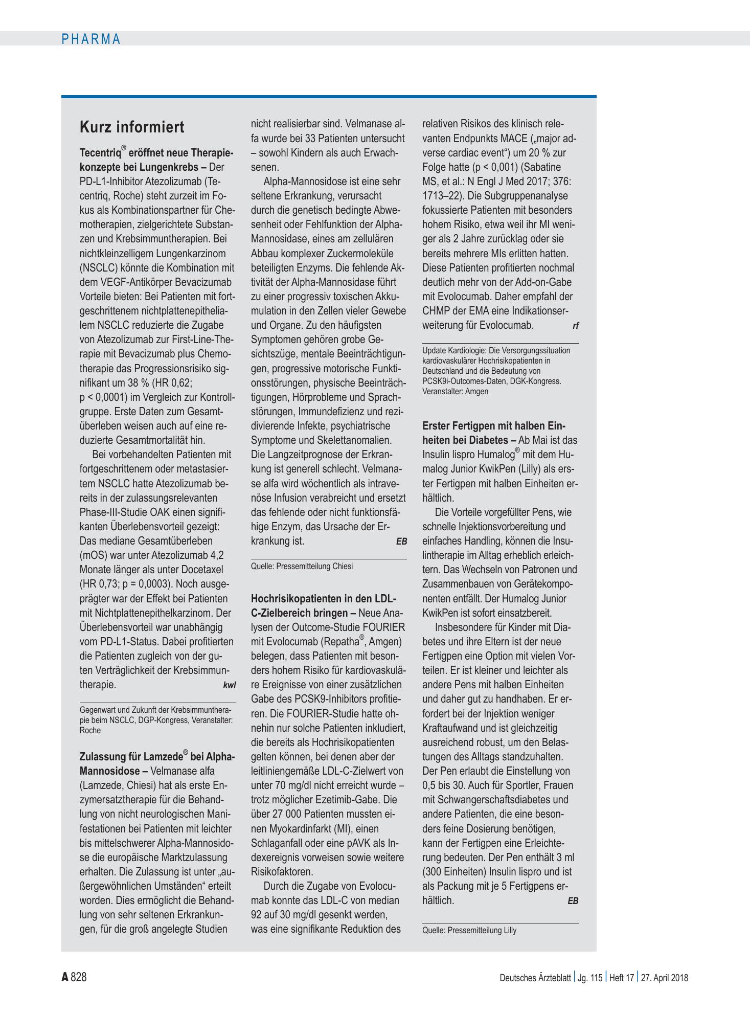 Vorschauseite 1: Kurz informiert – Deutsches Ärzteblatt