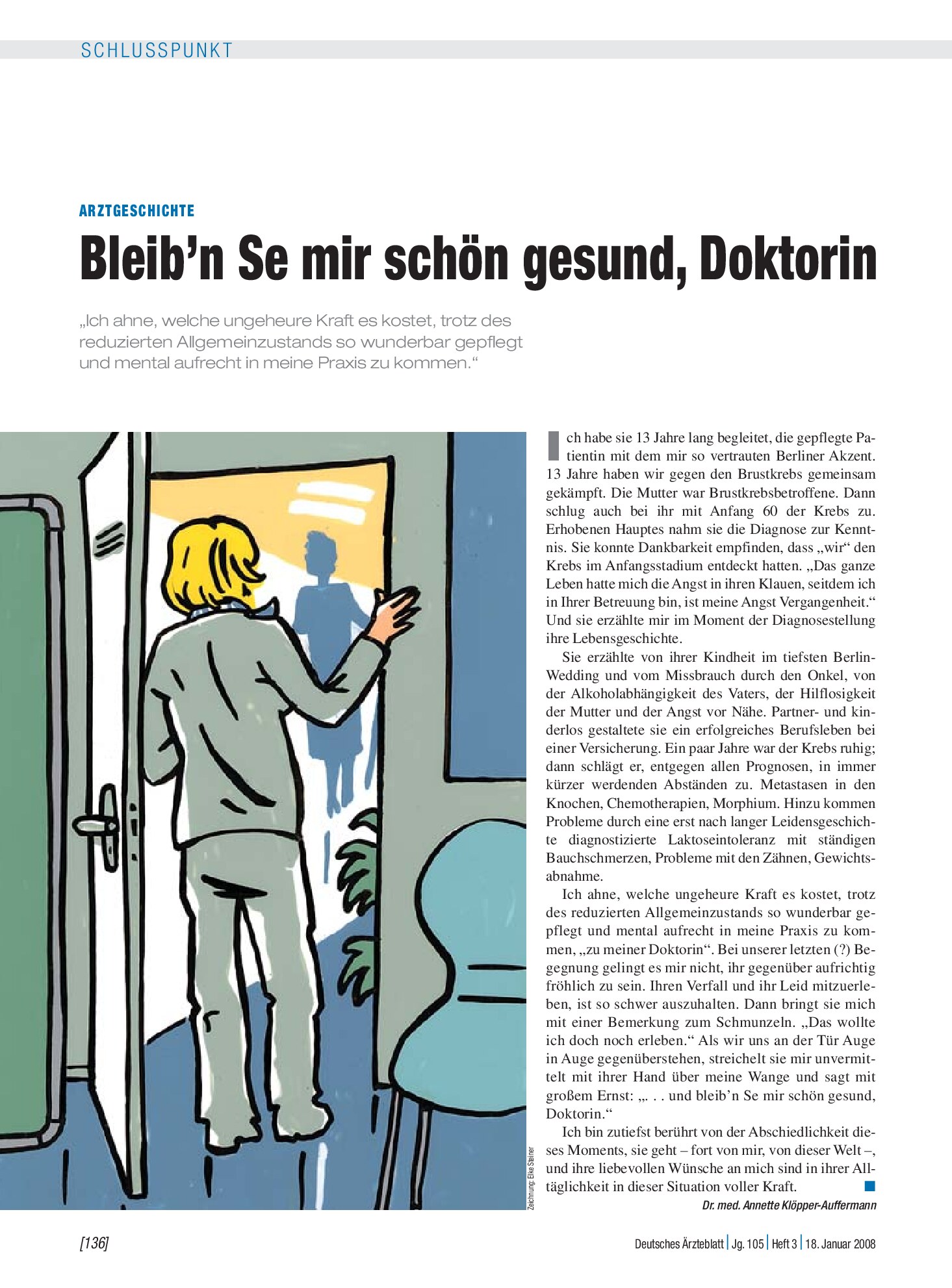 Vorschauseite 1: Arztgeschichte: Bleib’n Se mir schön gesund, Doktorin – Deutsches Ärzteblatt