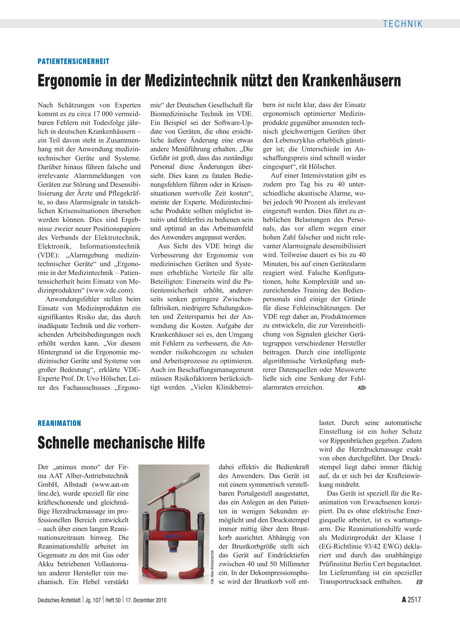 Vorschauseite 1: Reanimation: Schnelle mechanische Hilfe – Deutsches Ärzteblatt