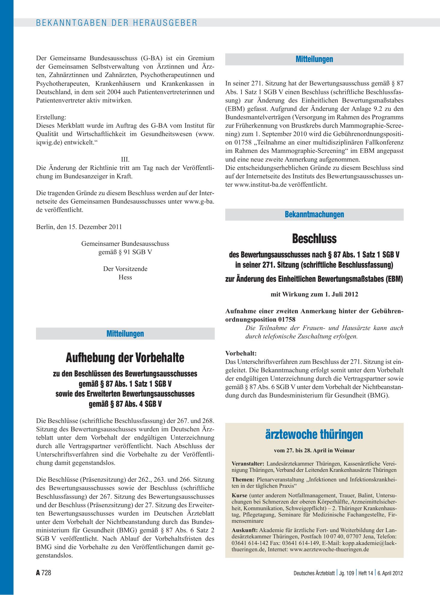 Vorschauseite 1: Ärztewoche Thüringen – Deutsches Ärzteblatt