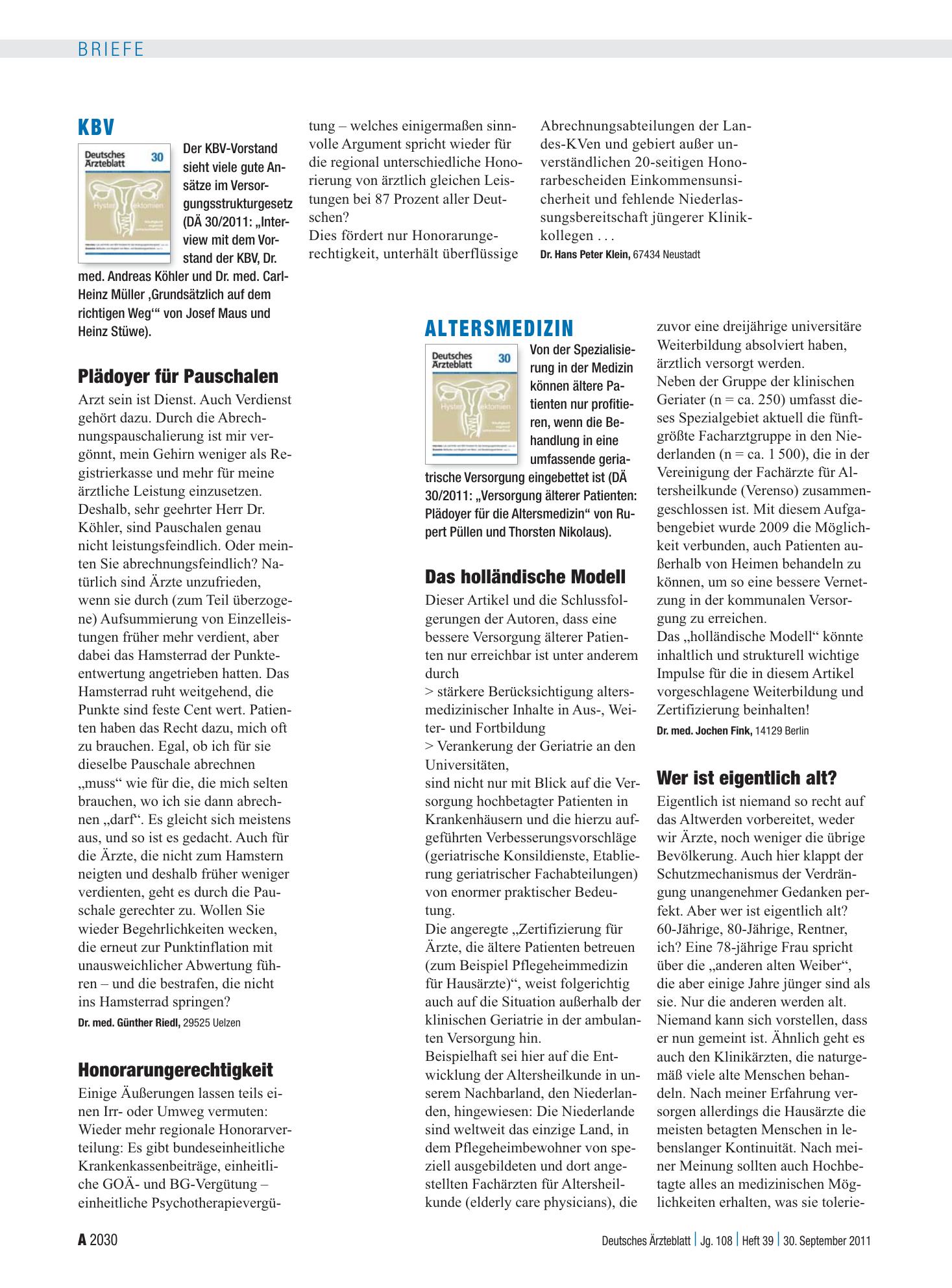 Vorschauseite 1: Altersmedizin: Wer ist eigentlich alt? – Deutsches Ärzteblatt