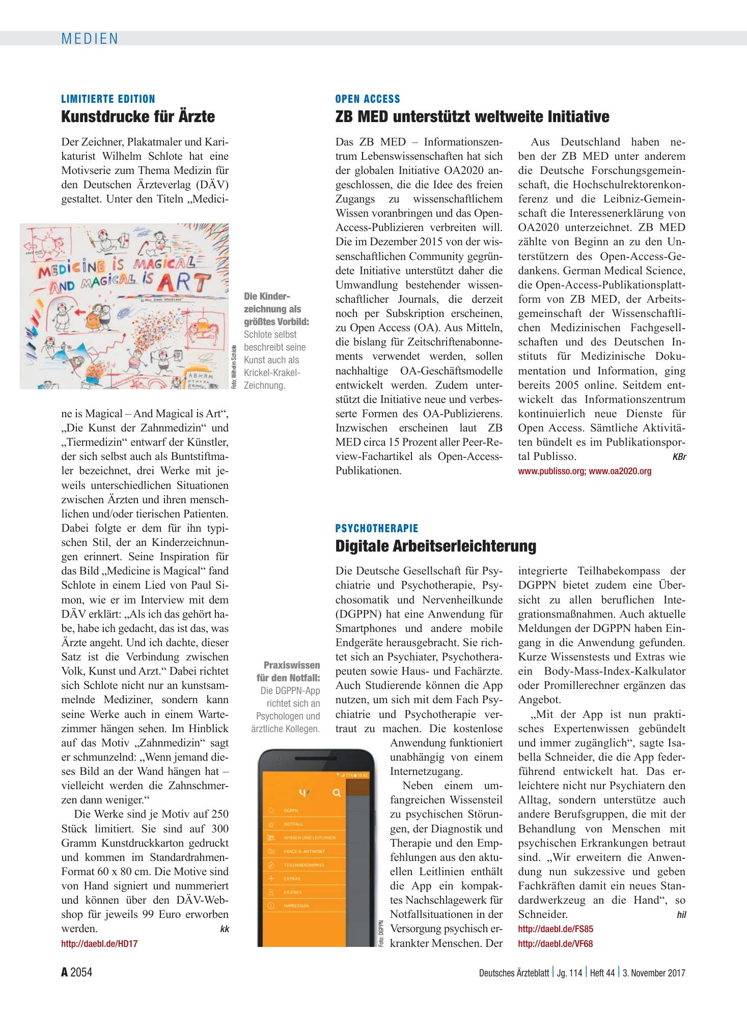Vorschauseite 1: Limitierte Edition: Kunstdrucke für Ärzte – Deutsches Ärzteblatt