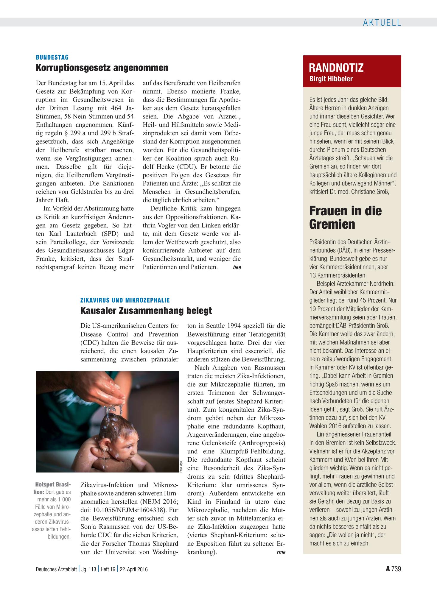 Vorschauseite 1: Randnotiz: Frauen in die Gremien – Deutsches Ärzteblatt