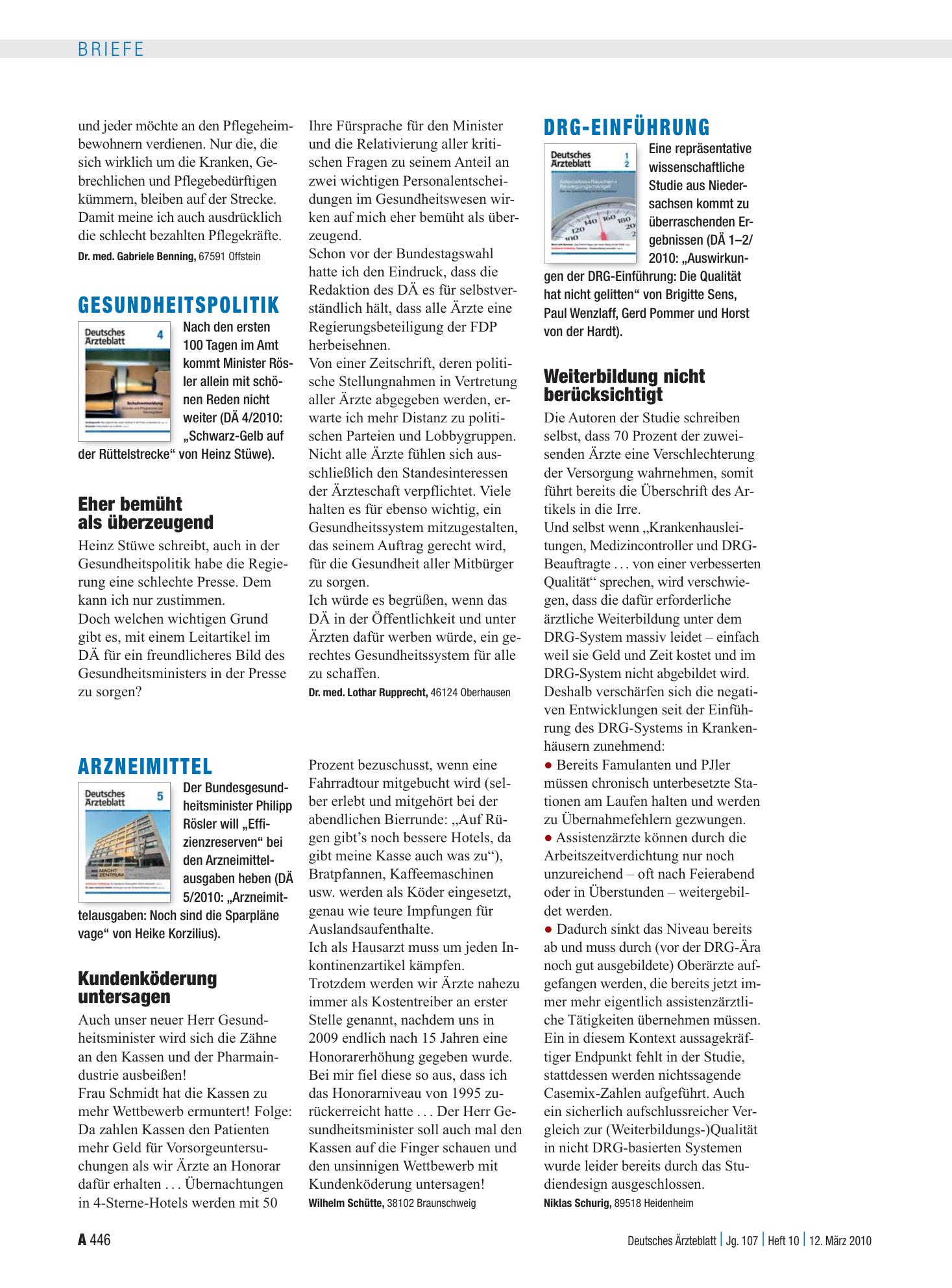 Vorschauseite 1: Arzneimittel: Kundenköderung untersagen – Deutsches Ärzteblatt