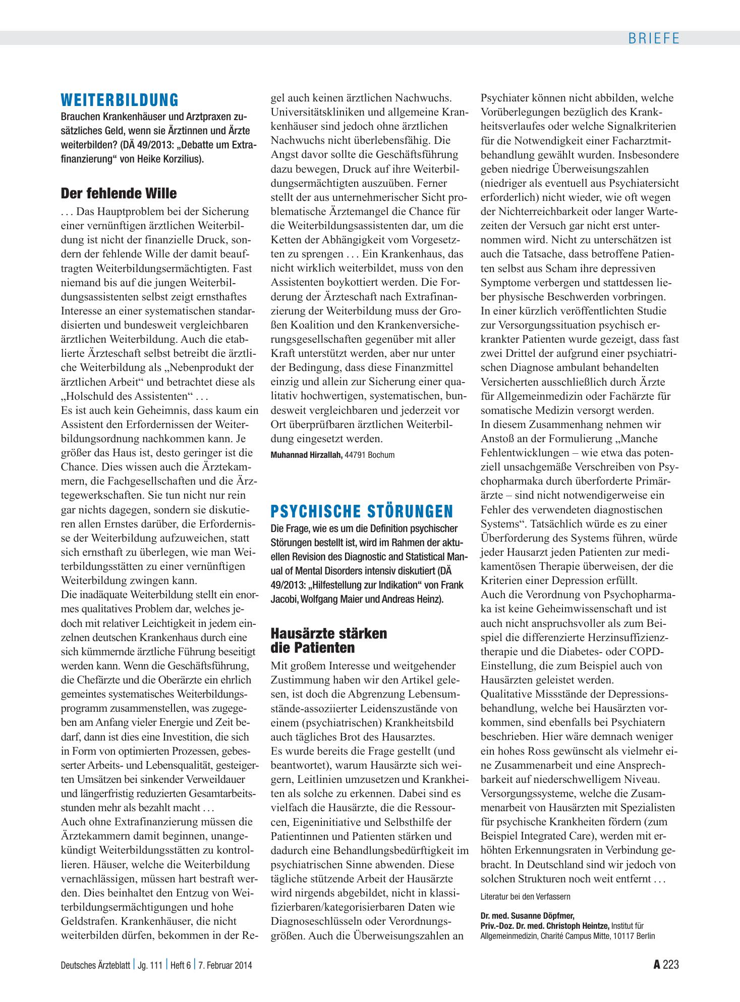 Vorschauseite 1: Weiterbildung: Der fehlende Wille – Deutsches Ärzteblatt
