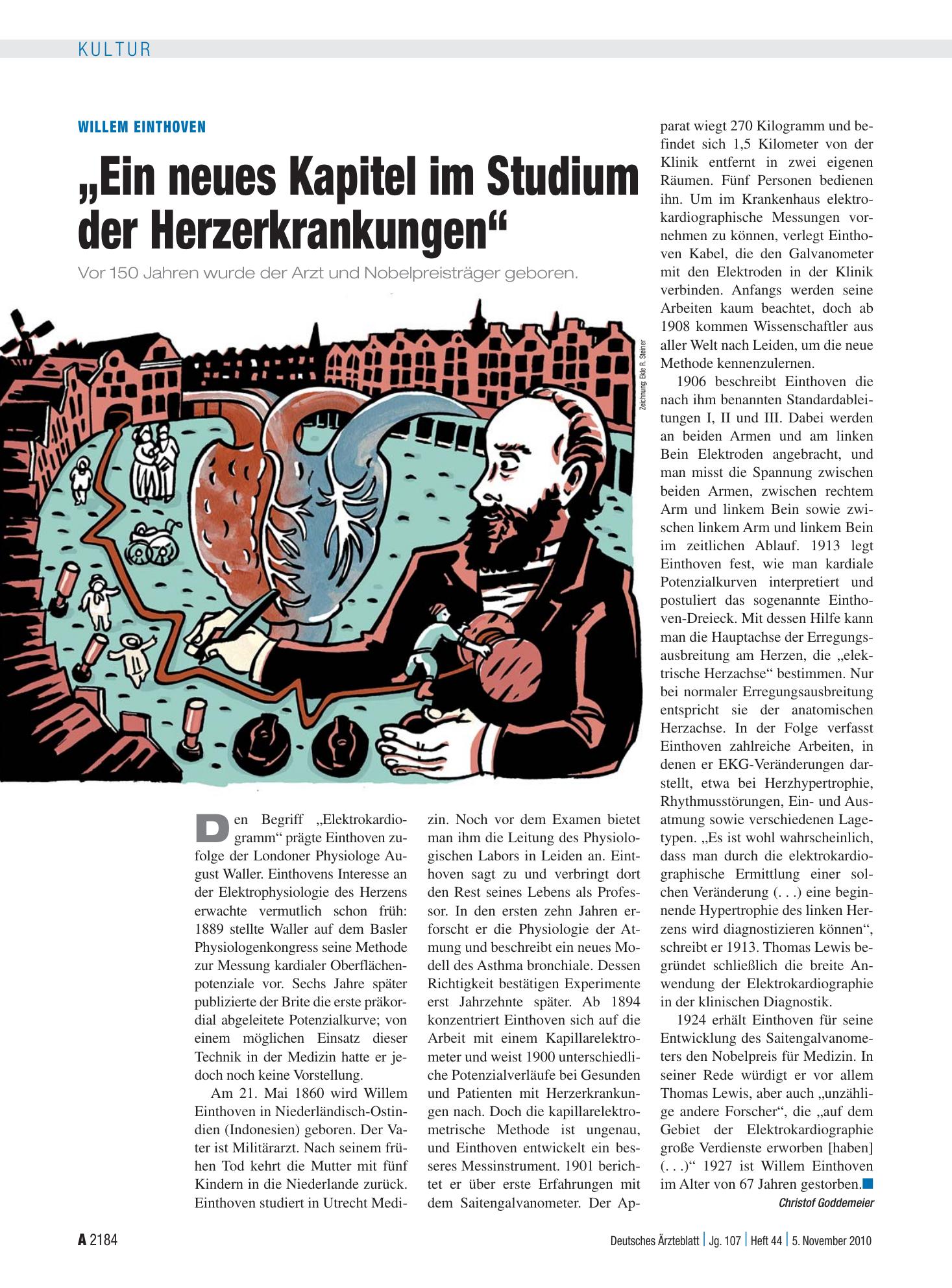 Vorschauseite 1: Willem Einthoven: „Ein neues Kapitel im Studium der Herzerkrankungen“ – Deutsches Ärzteblatt