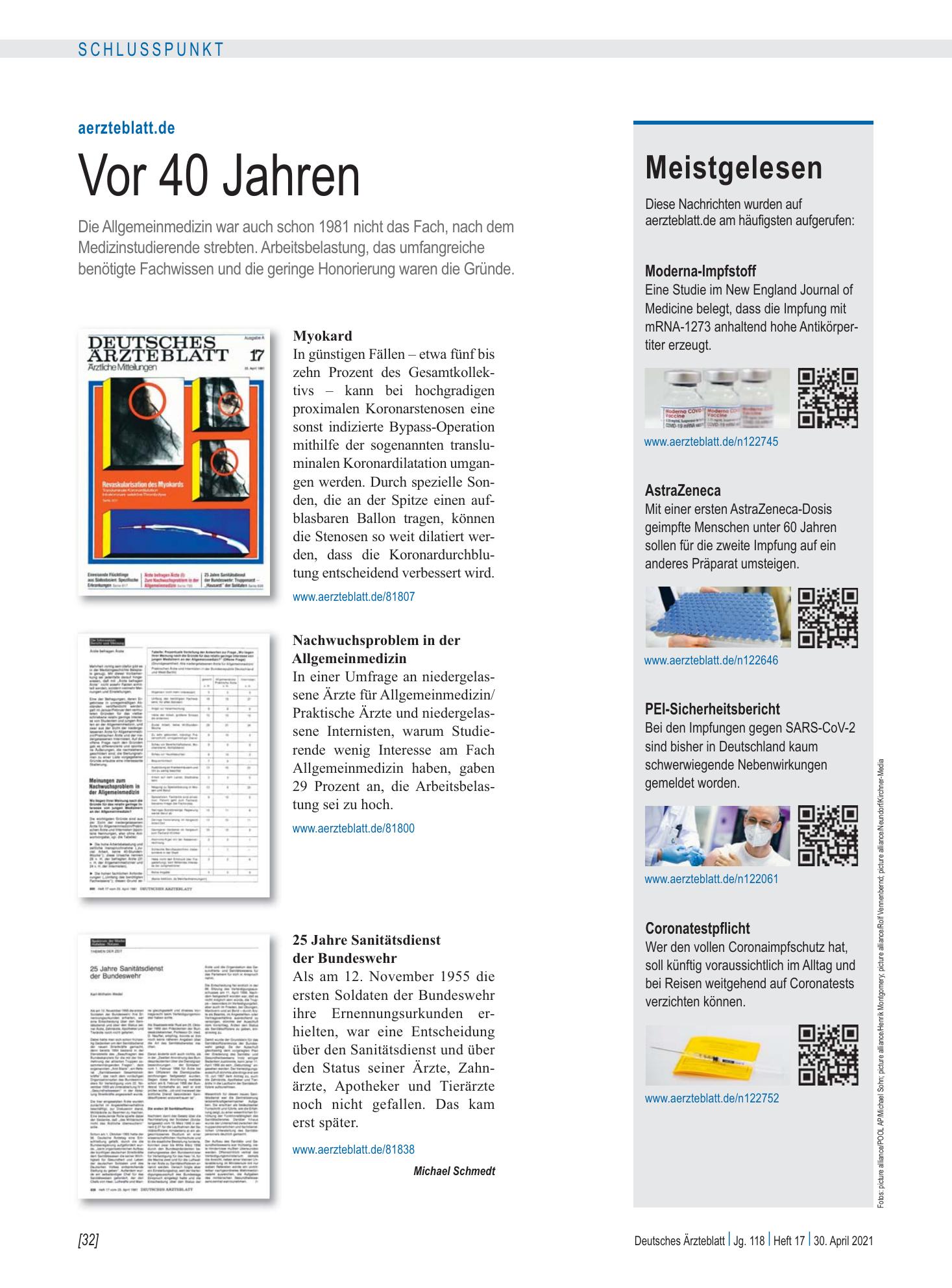 Vorschauseite 1: Meistgelesen – Deutsches Ärzteblatt