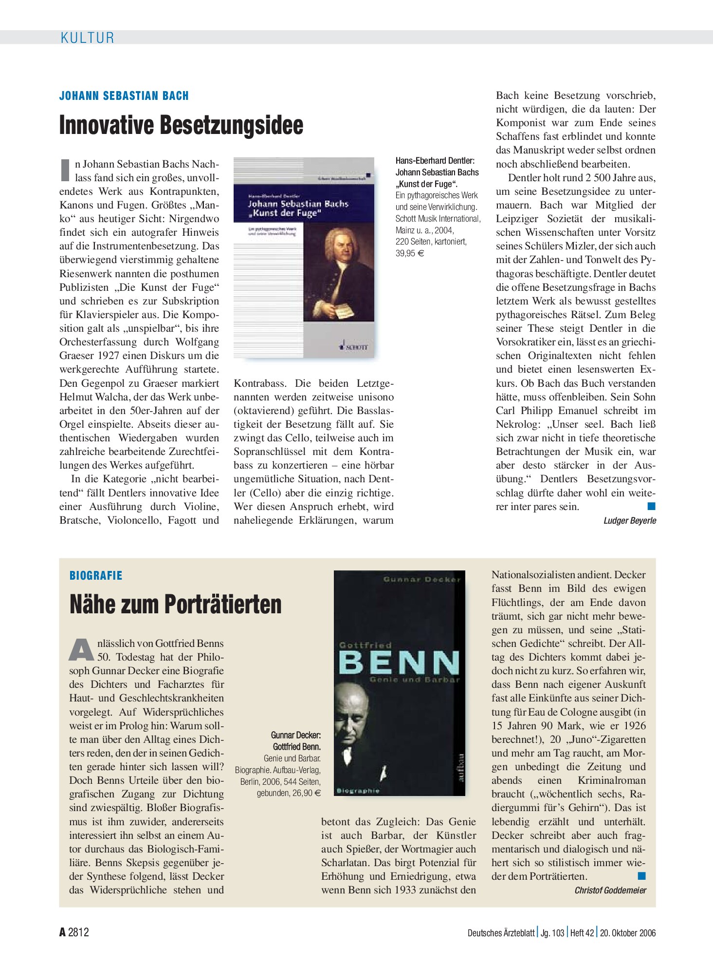 Vorschauseite 1: Biografie: Nähe zum Porträtierten – Deutsches Ärzteblatt