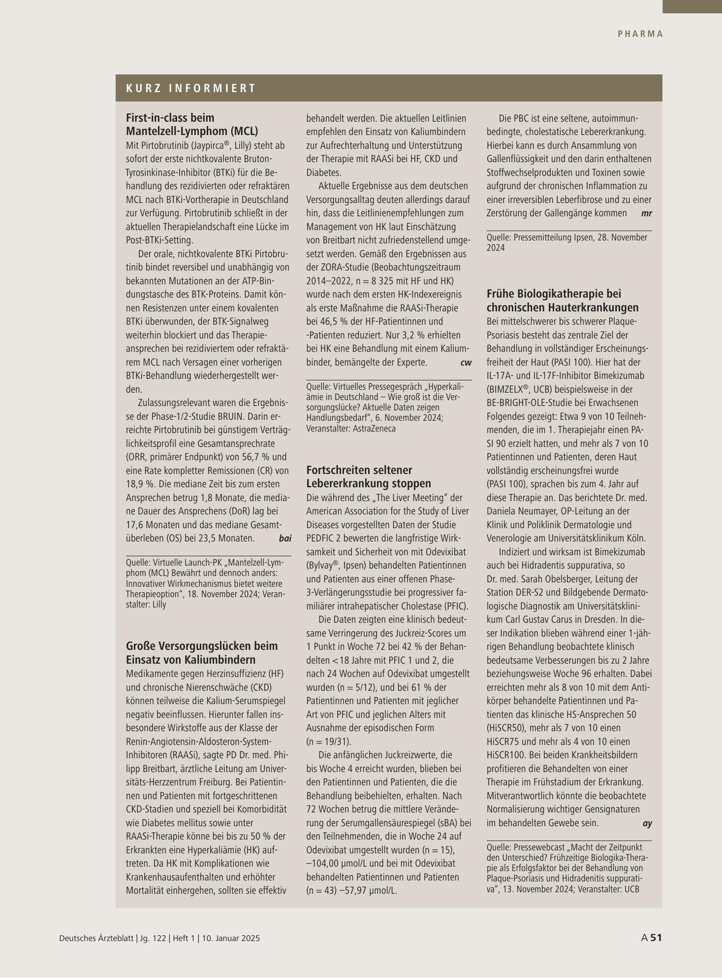 Vorschauseite 1: Kurz informiert – Deutsches Ärzteblatt