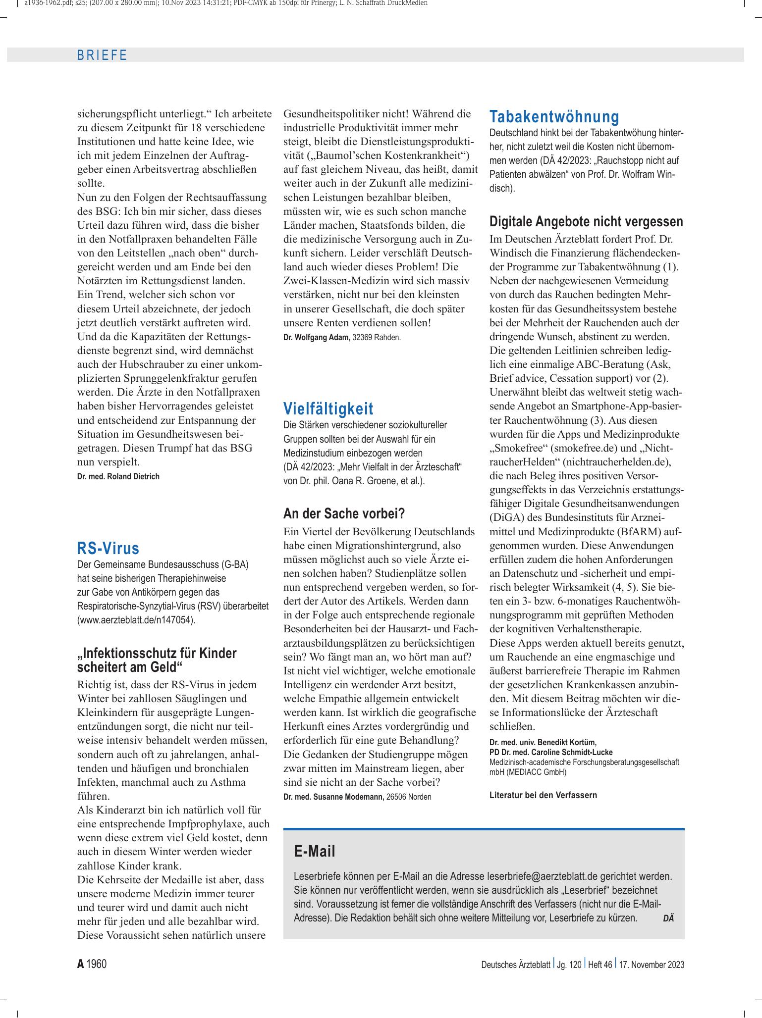 Vorschauseite 1: Vielfältigkeit: An der Sache vorbei? – Deutsches Ärzteblatt