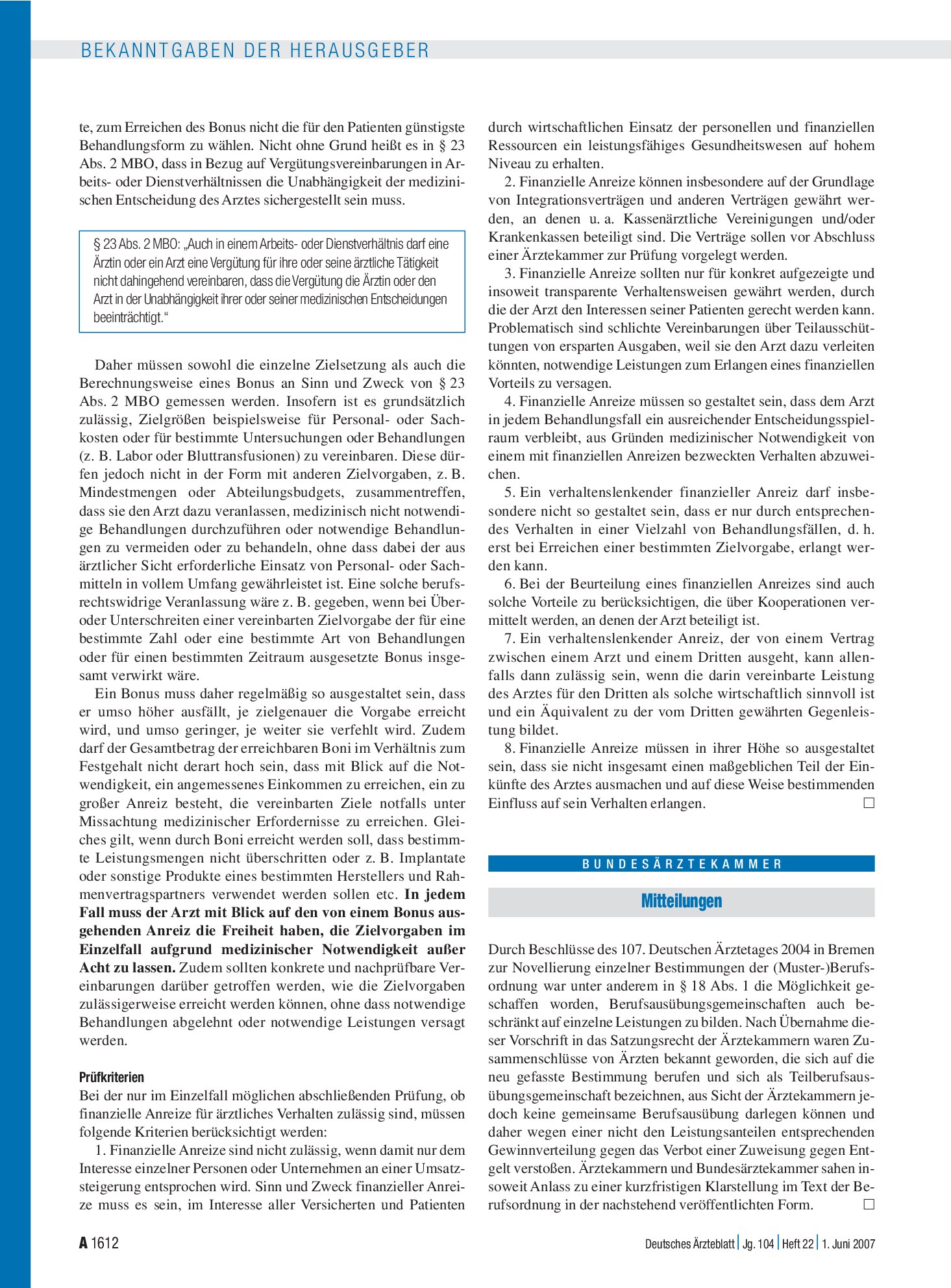 Vorschauseite 1: Mitteilungen – Deutsches Ärzteblatt