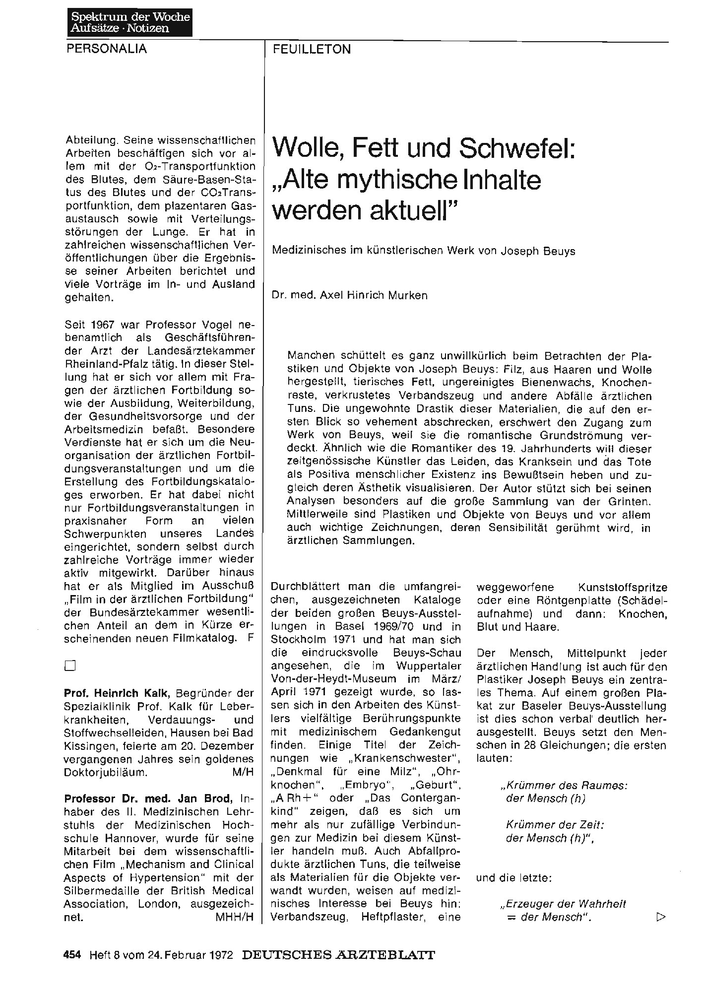 Vorschauseite 1: Prof. Heinrich Kalk