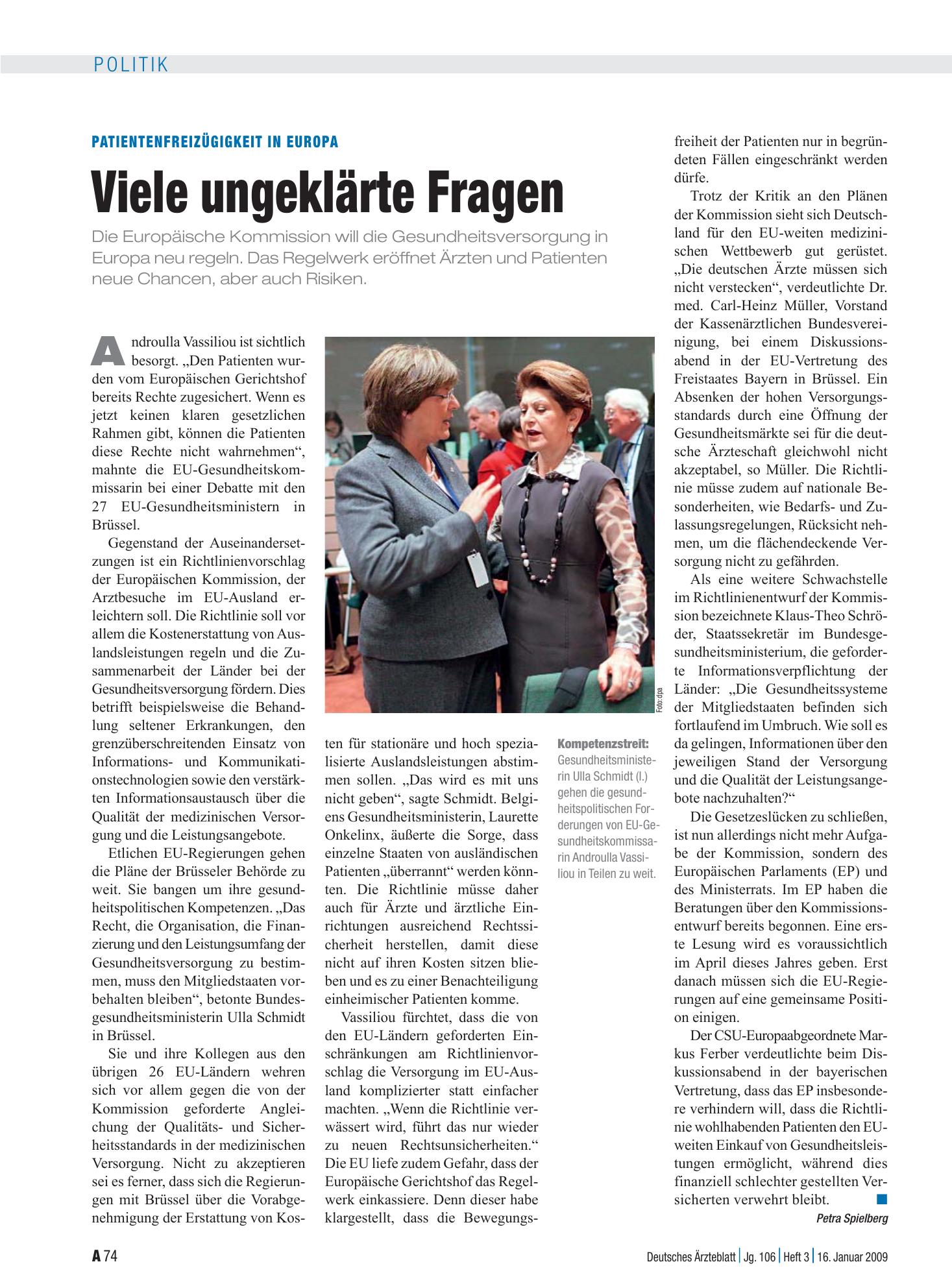 Vorschauseite 1: Patientenfreizügigkeit in Europa: Viele ungeklärte Fragen – Deutsches Ärzteblatt