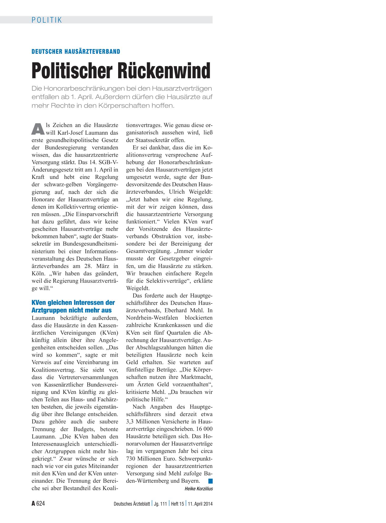 Vorschauseite 1: Deutscher Hausärzteverband: Politischer Rückenwind – Deutsches Ärzteblatt